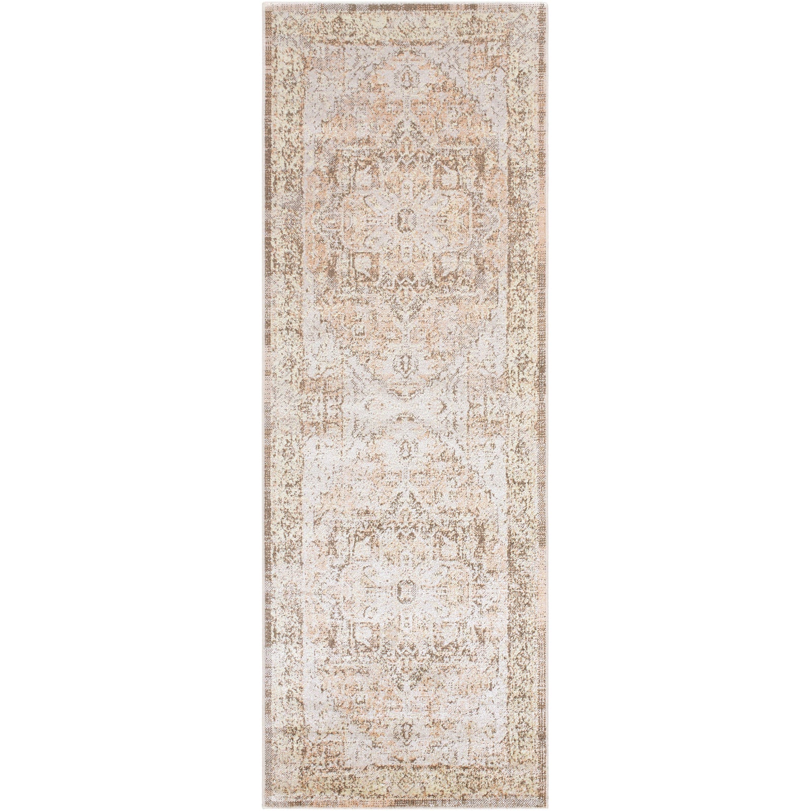 VIVIAN RIDGE Machine Washable Oriental Boho Clay/Dark Brown Area Rug
