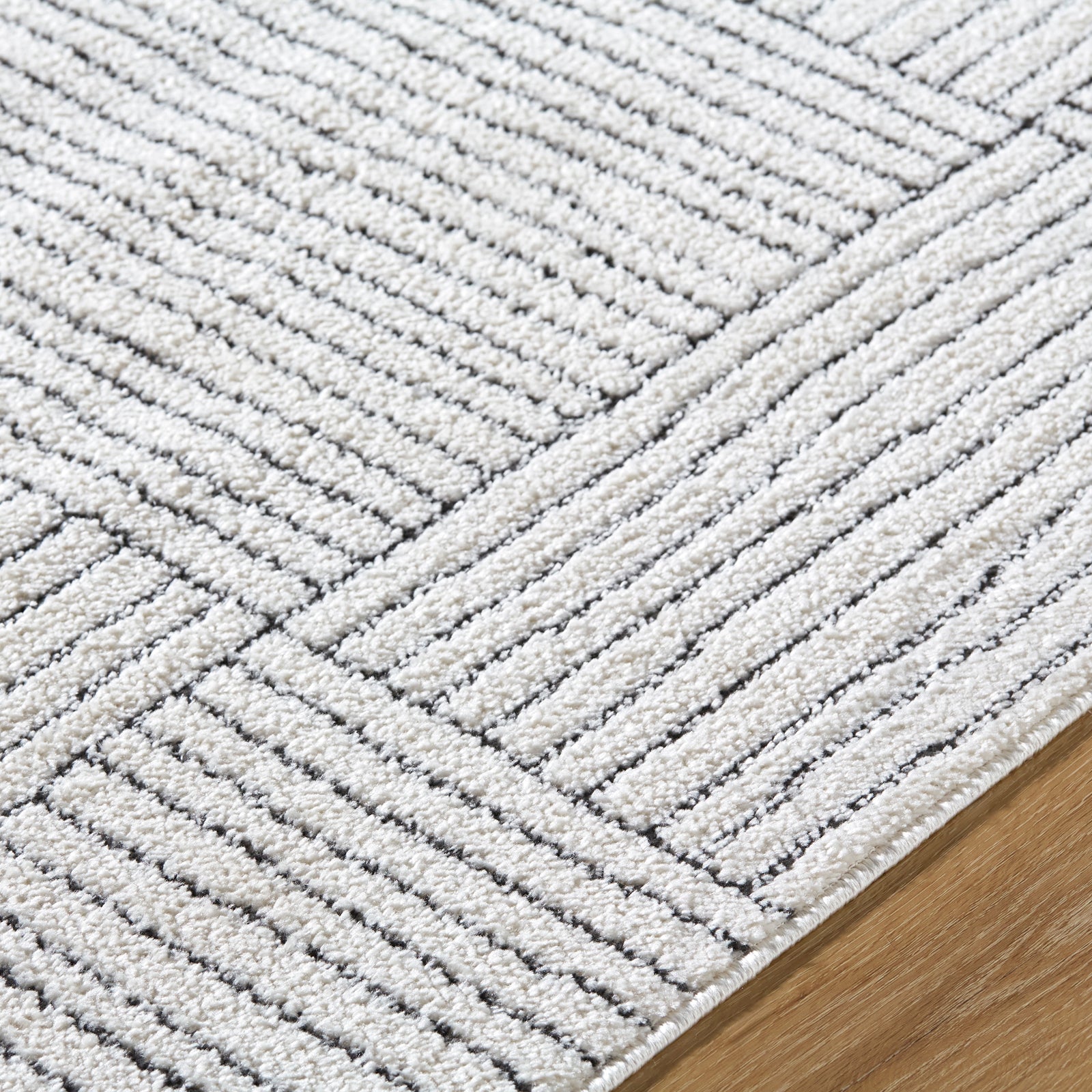 LORAINE Galey Alix x Livabliss Modern Scandi High Pile Ivory/Black Runner Rug
