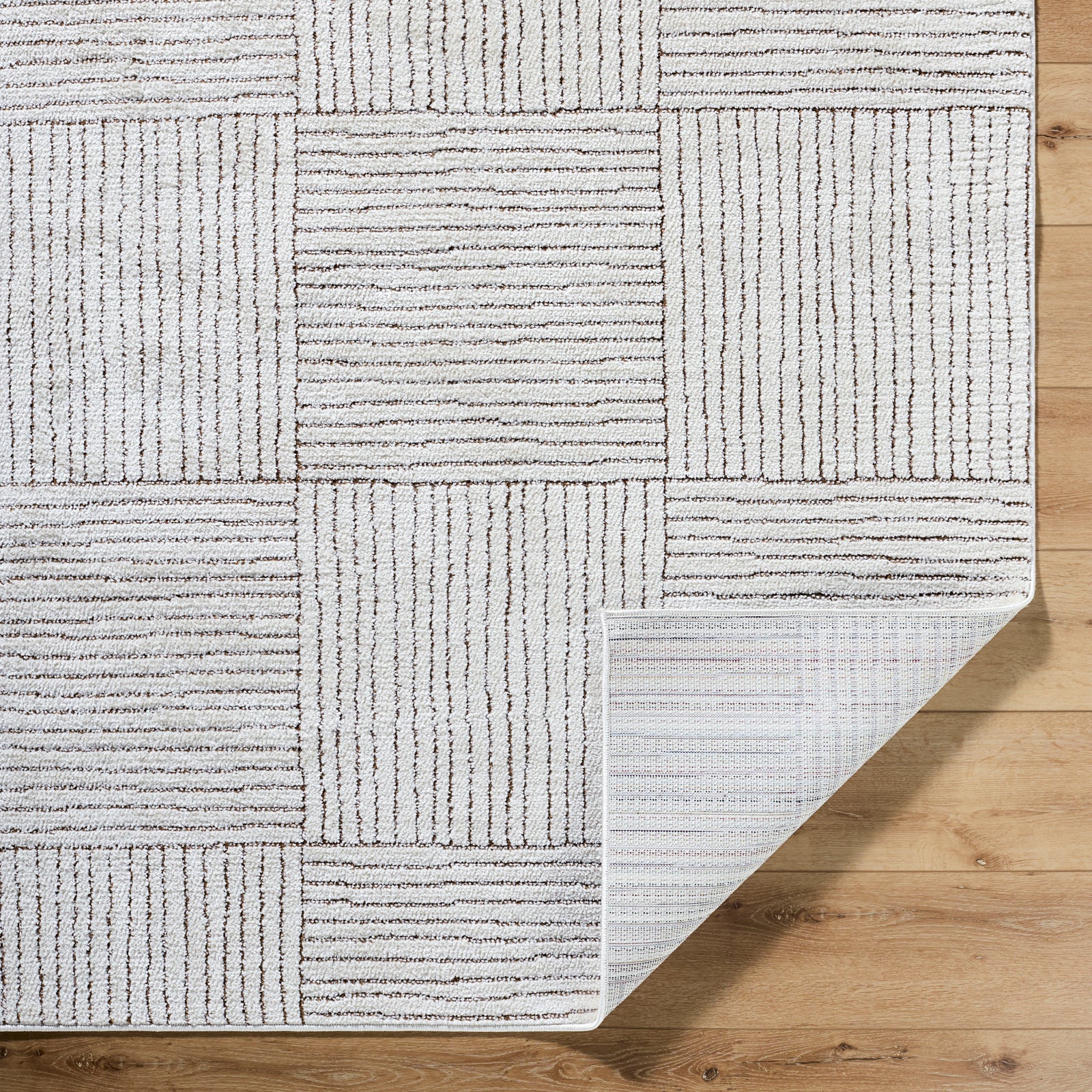 LORAINE Galey Alix x Livabliss Modern Scandi High Pile Ivory/Dark Brown Runner Rug