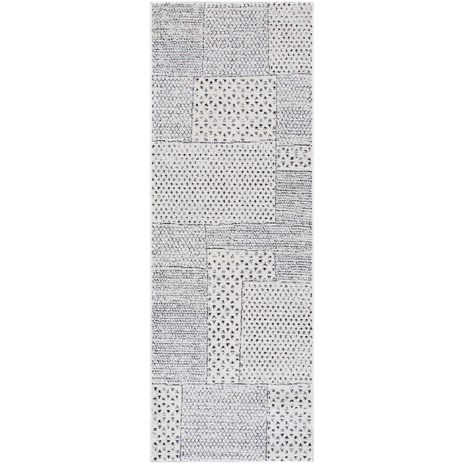 MARJOLAINE Galey Alix x Livabliss Modern Scandi High Pile Ivory/Black Runner Rug