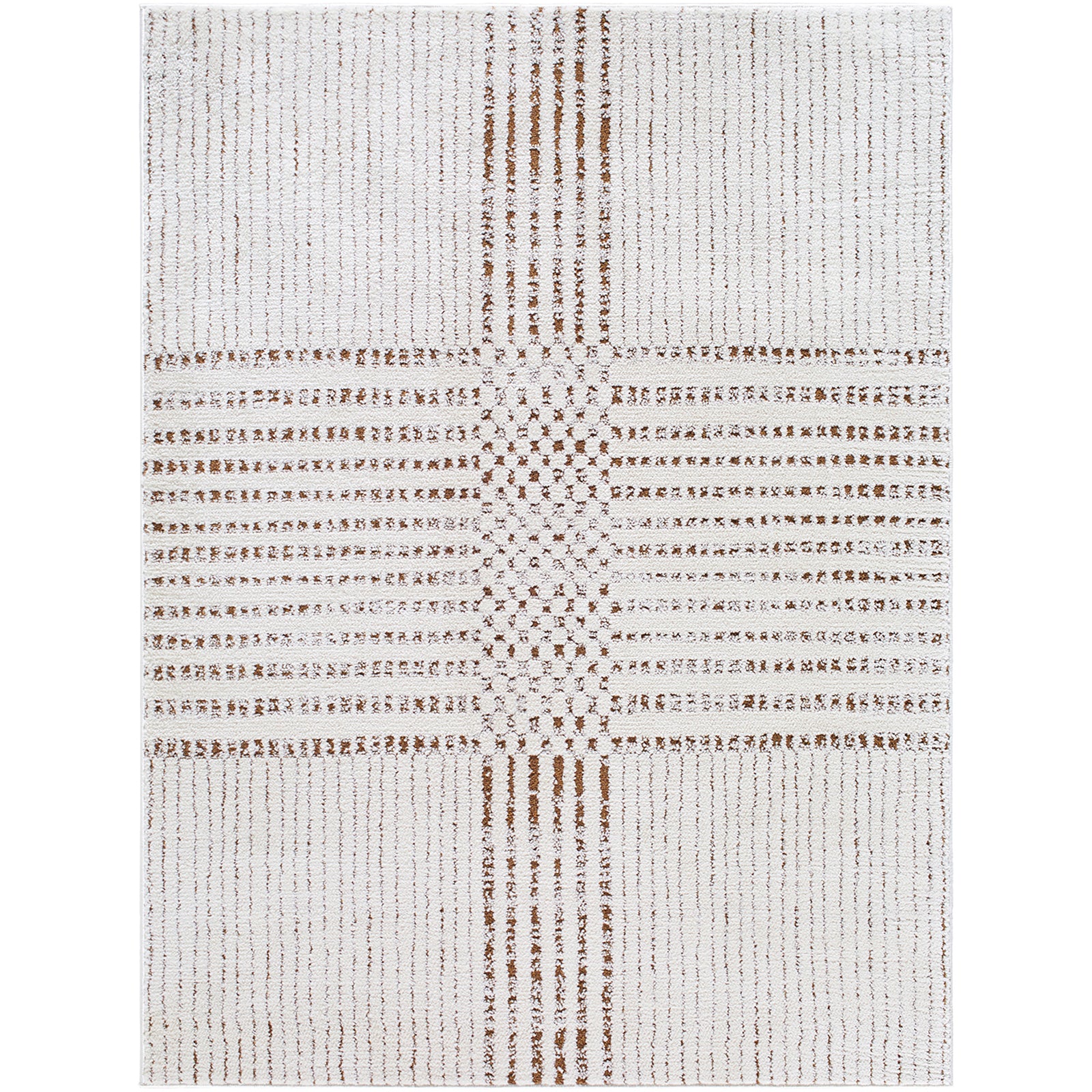 CHARLAINE Galey Alix x Livabliss Modern Scandi High Pile Ivory/Dark Brown Runner Rug