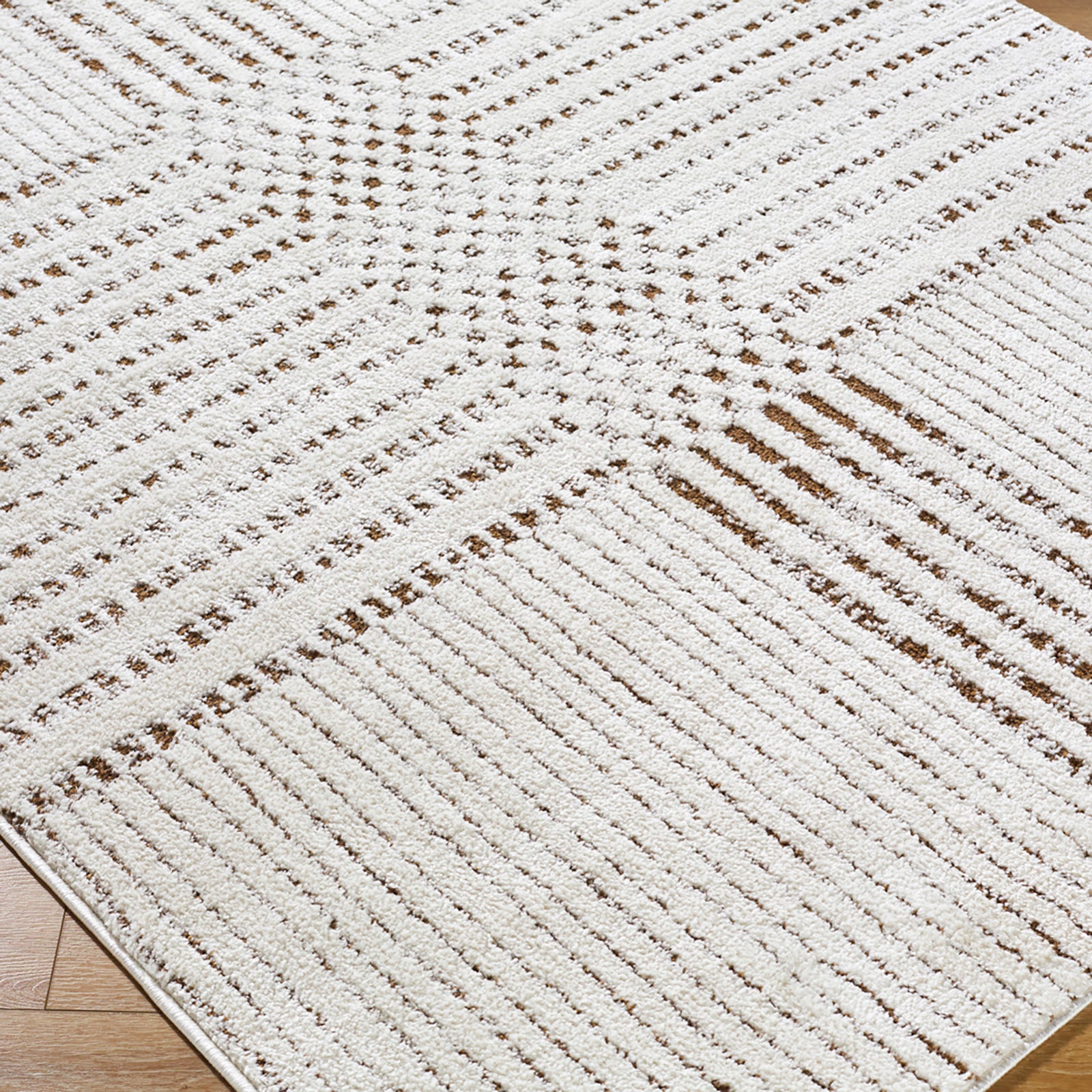 CHARLAINE Galey Alix x Livabliss Modern Scandi High Pile Ivory/Dark Brown Runner Rug