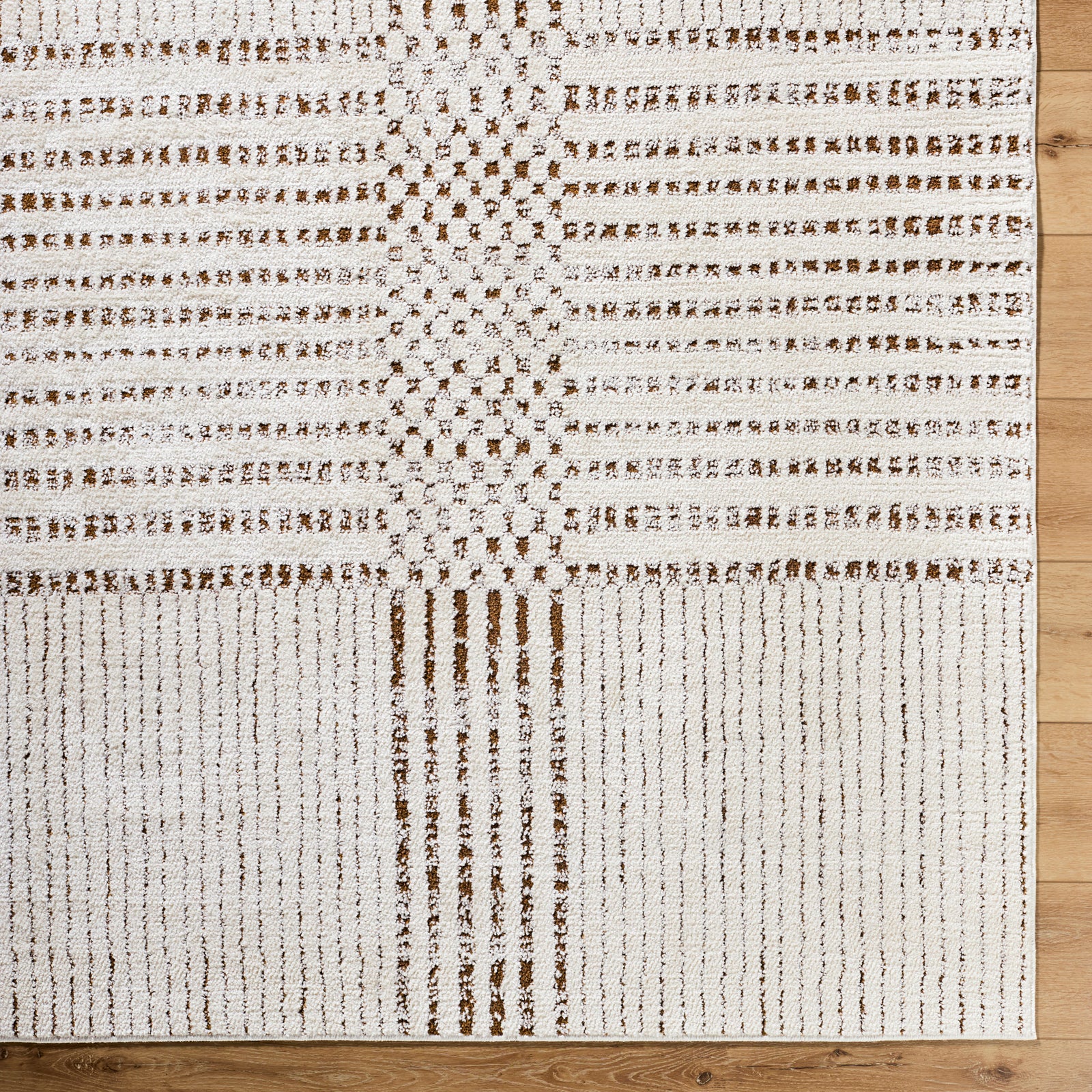 CHARLAINE Galey Alix x Livabliss Modern Scandi High Pile Ivory/Dark Brown Runner Rug