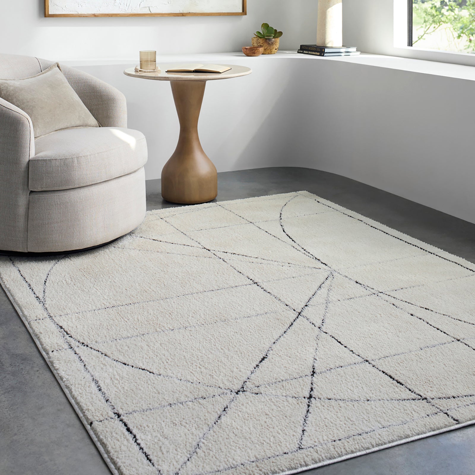 ROMAINE Galey Alix x Livabliss Modern Scandi High Pile Ivory/Black Runner Rug