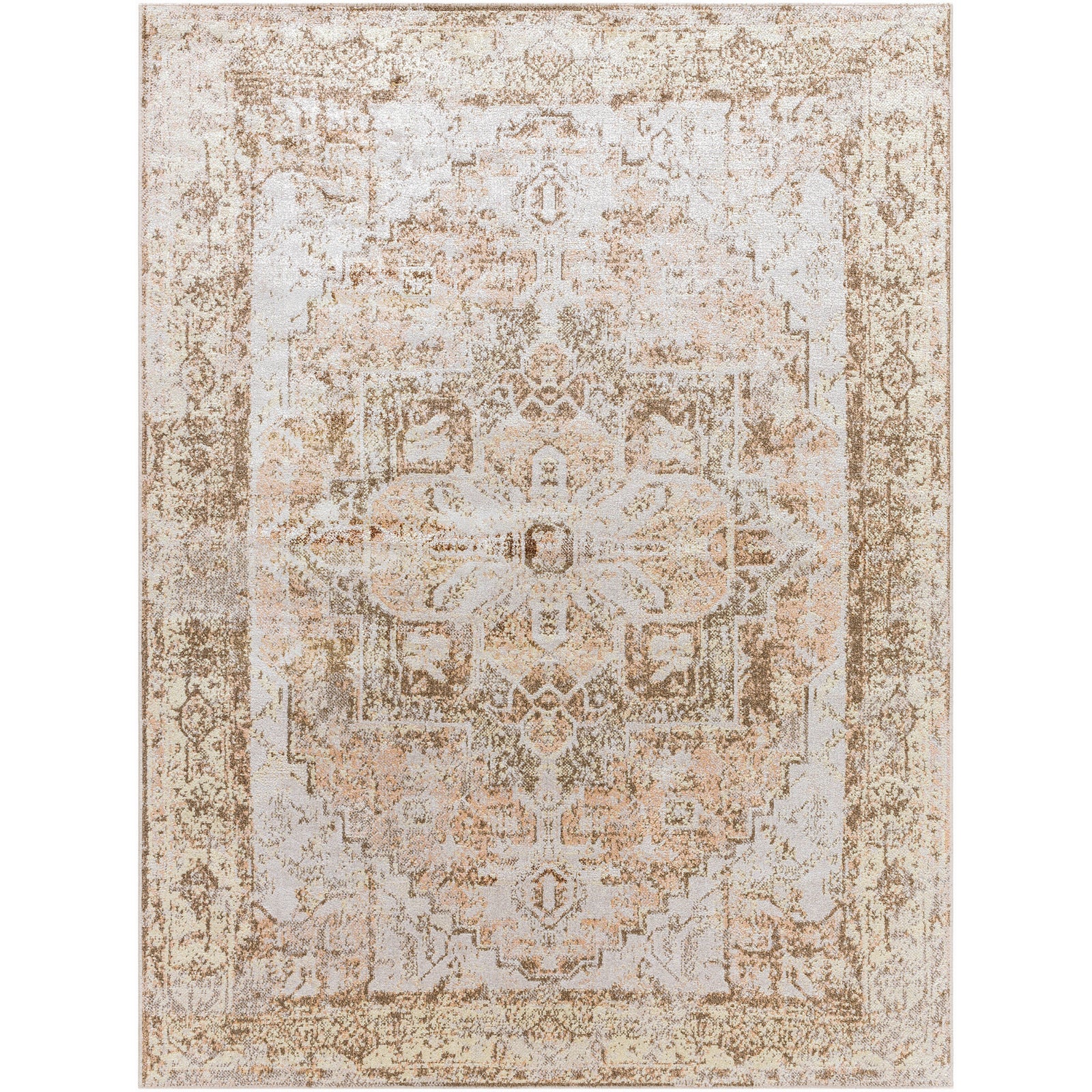 VIVIAN RIDGE Machine Washable Oriental Boho Clay/Dark Brown Area Rug