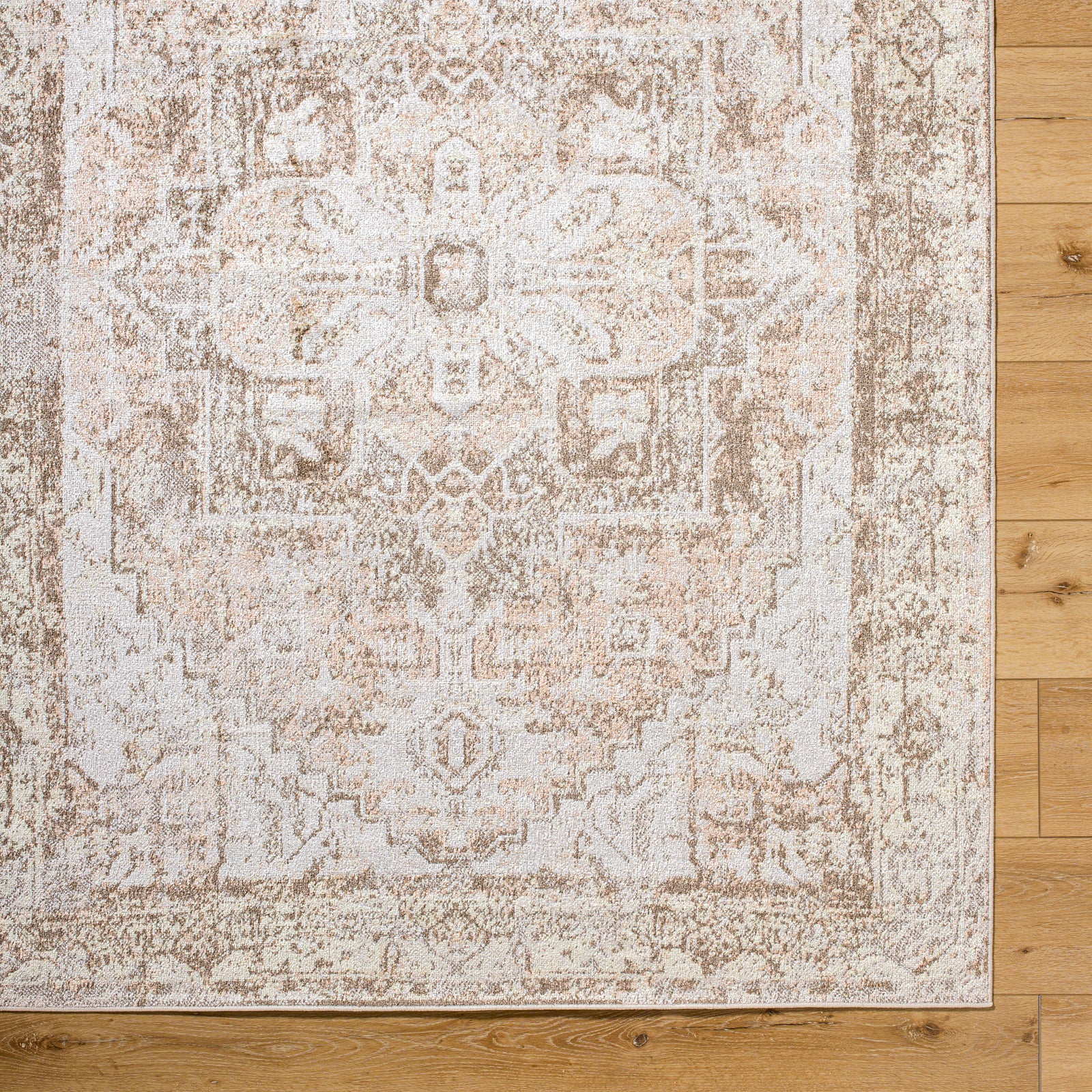 VIVIAN RIDGE Machine Washable Oriental Boho Clay/Dark Brown Area Rug