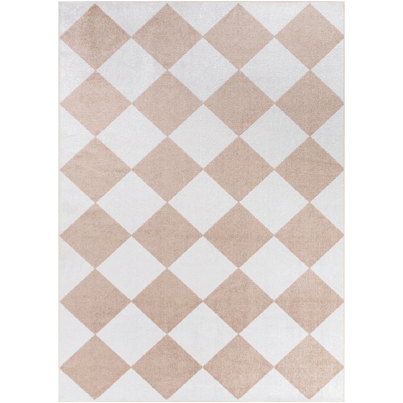 GHISLAINE Machine Washable Modern Boho Diamond Light Brown Area Rug