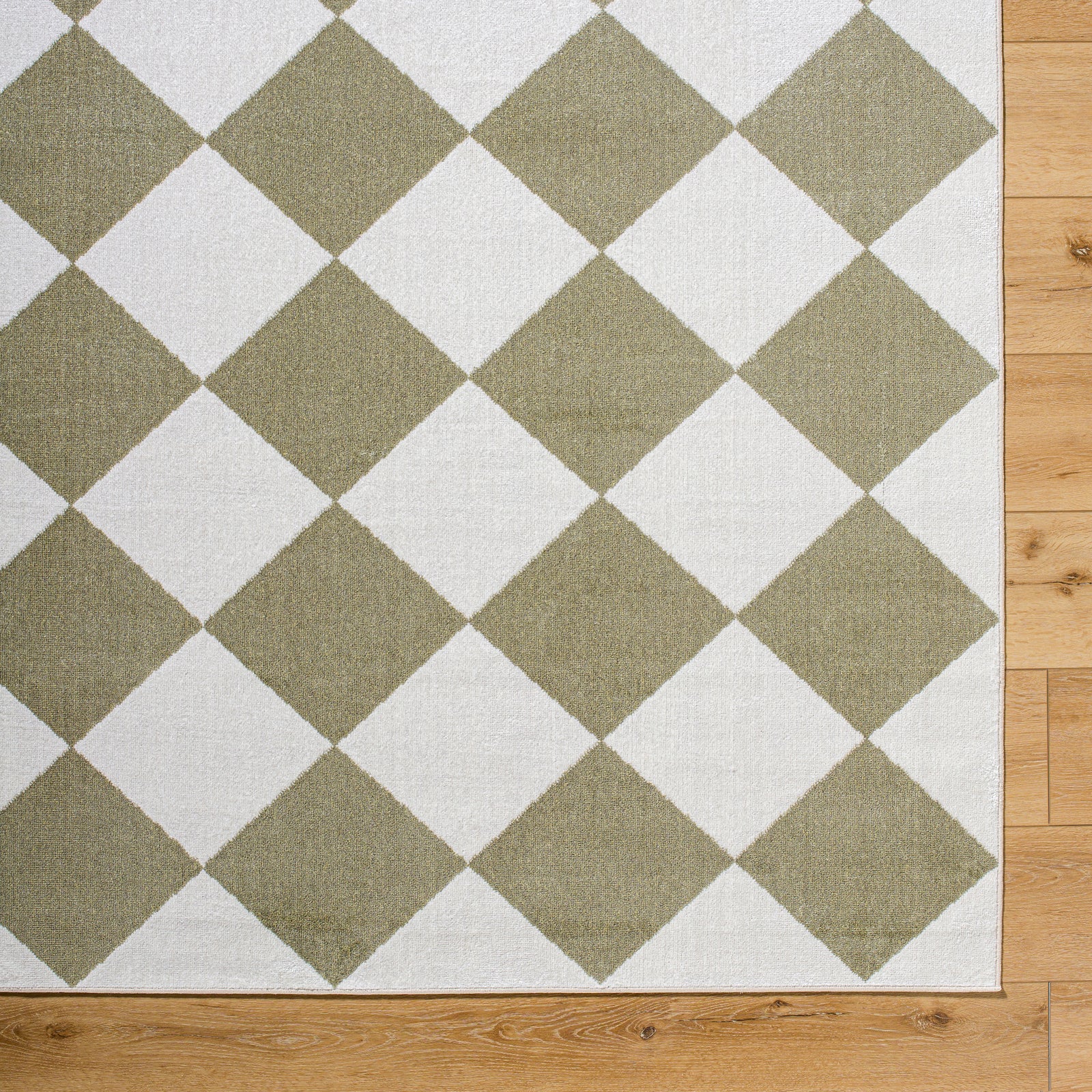 GHISLAINE Machine Washable Modern Boho Diamond Dusty Sage Area Rug