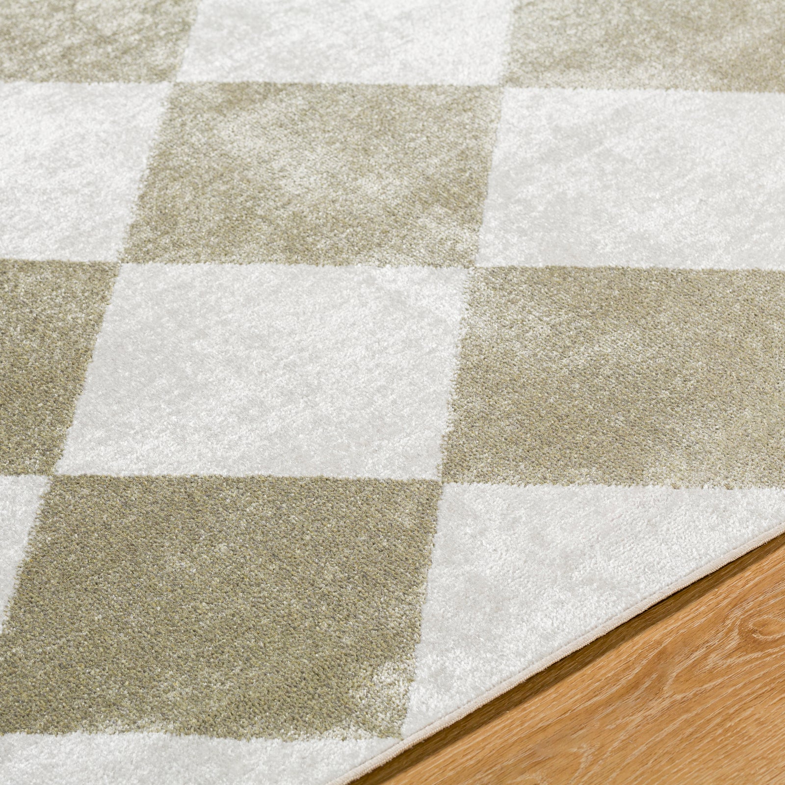 GHISLAINE Machine Washable Modern Boho Diamond Dusty Sage Area Rug