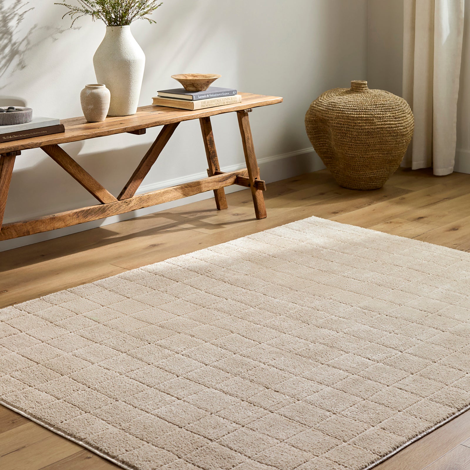 AMINA Our PNW Home x Livabliss Scandi High Pile Light Beige/Light Brown Runner Rug