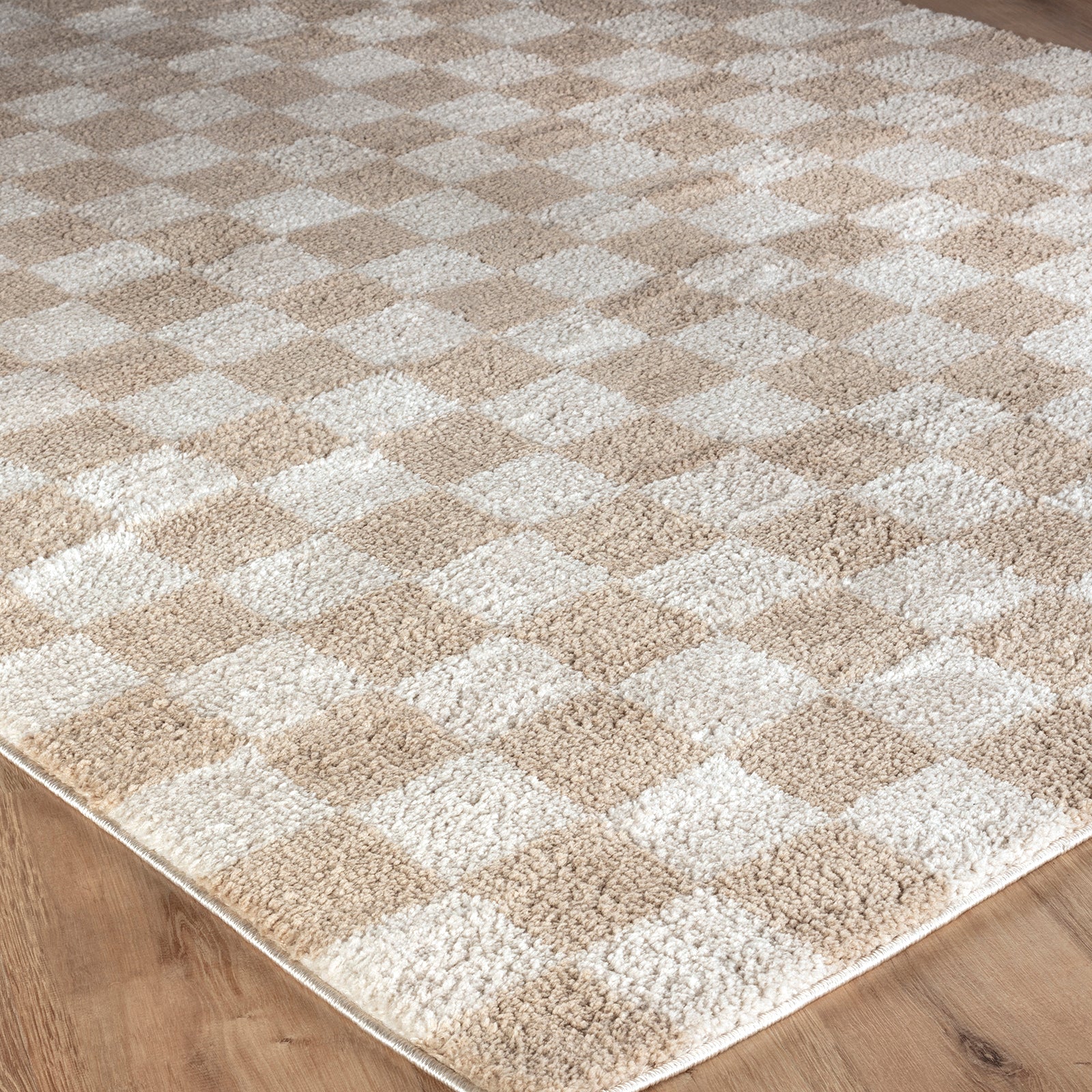 IZALINE Machine Washable Modern Shaggy Beige Area Rug