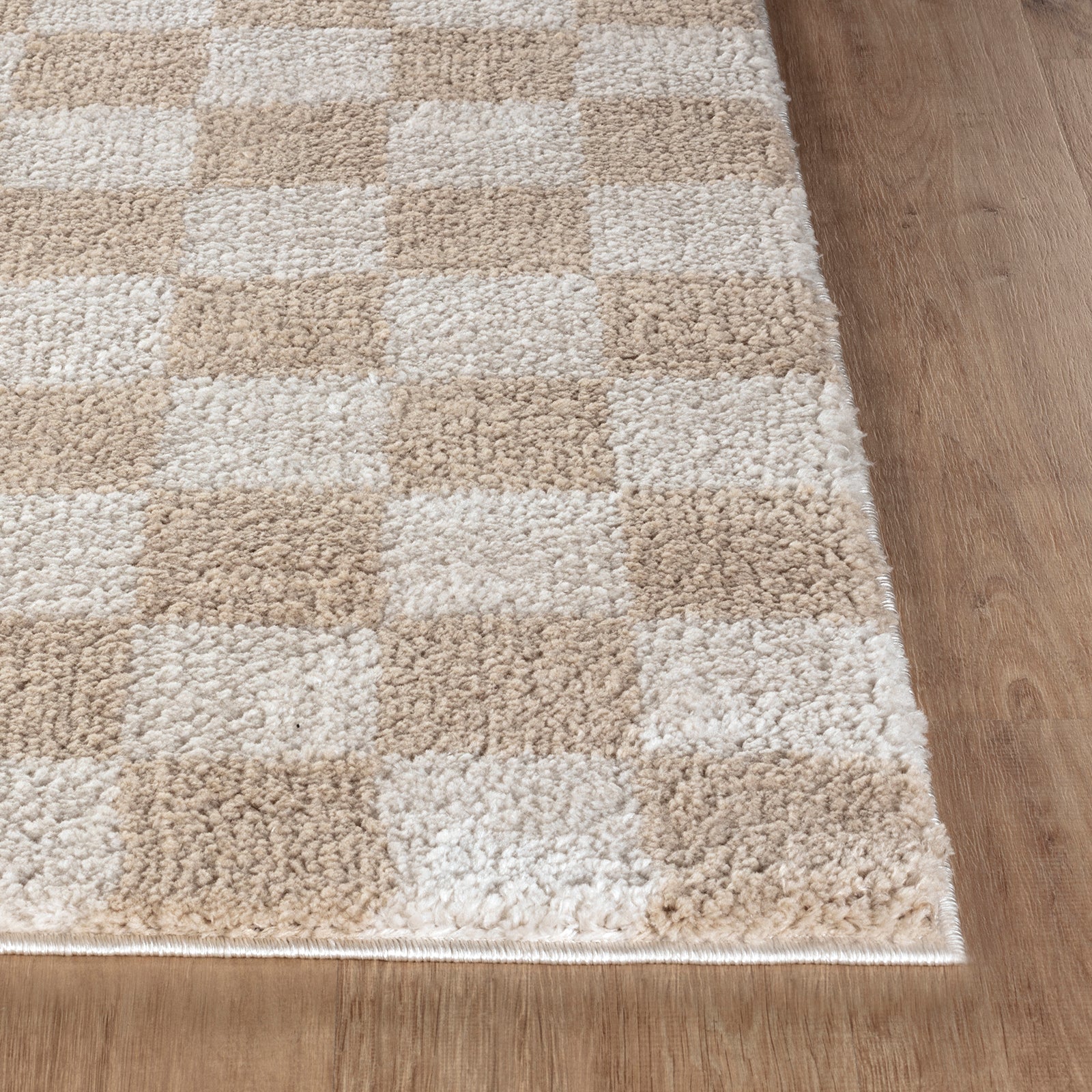 IZALINE Machine Washable Modern Shaggy Beige Area Rug