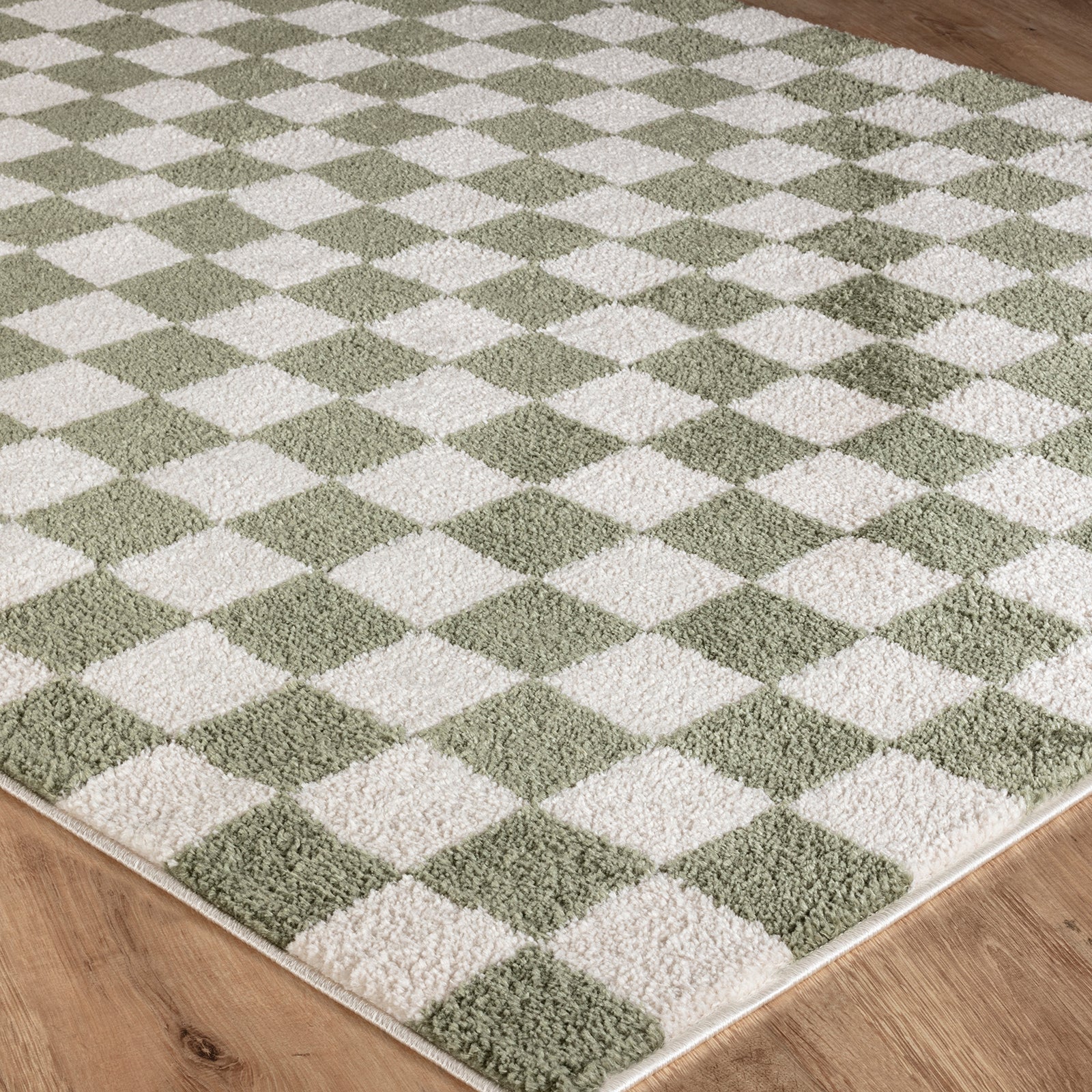 Fossay Shag Washable Checkered Rug