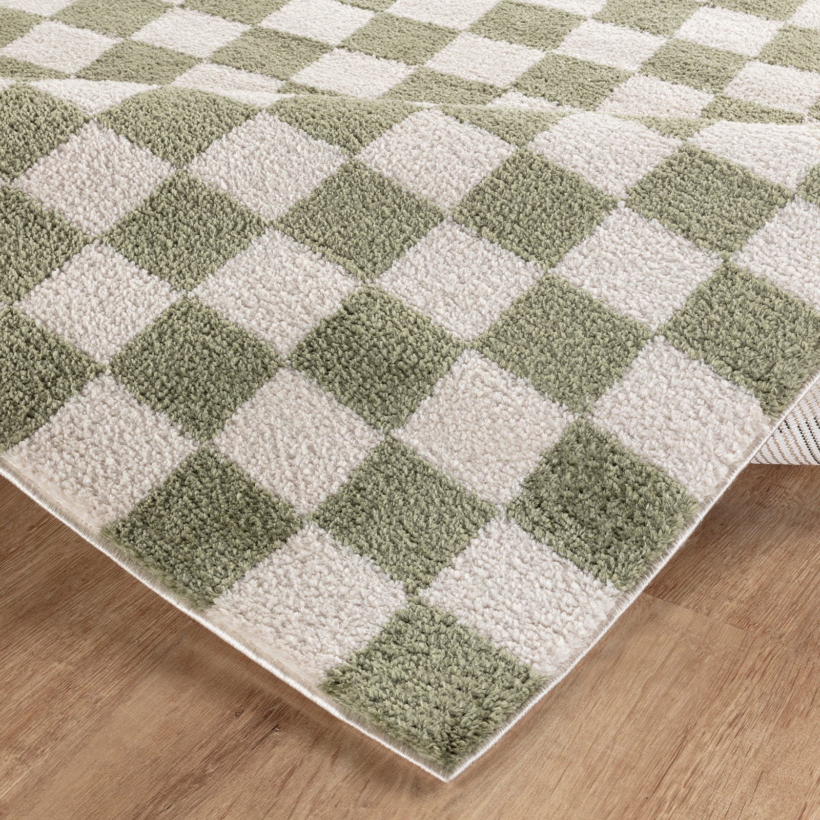 Fossay Shag Washable Checkered Rug