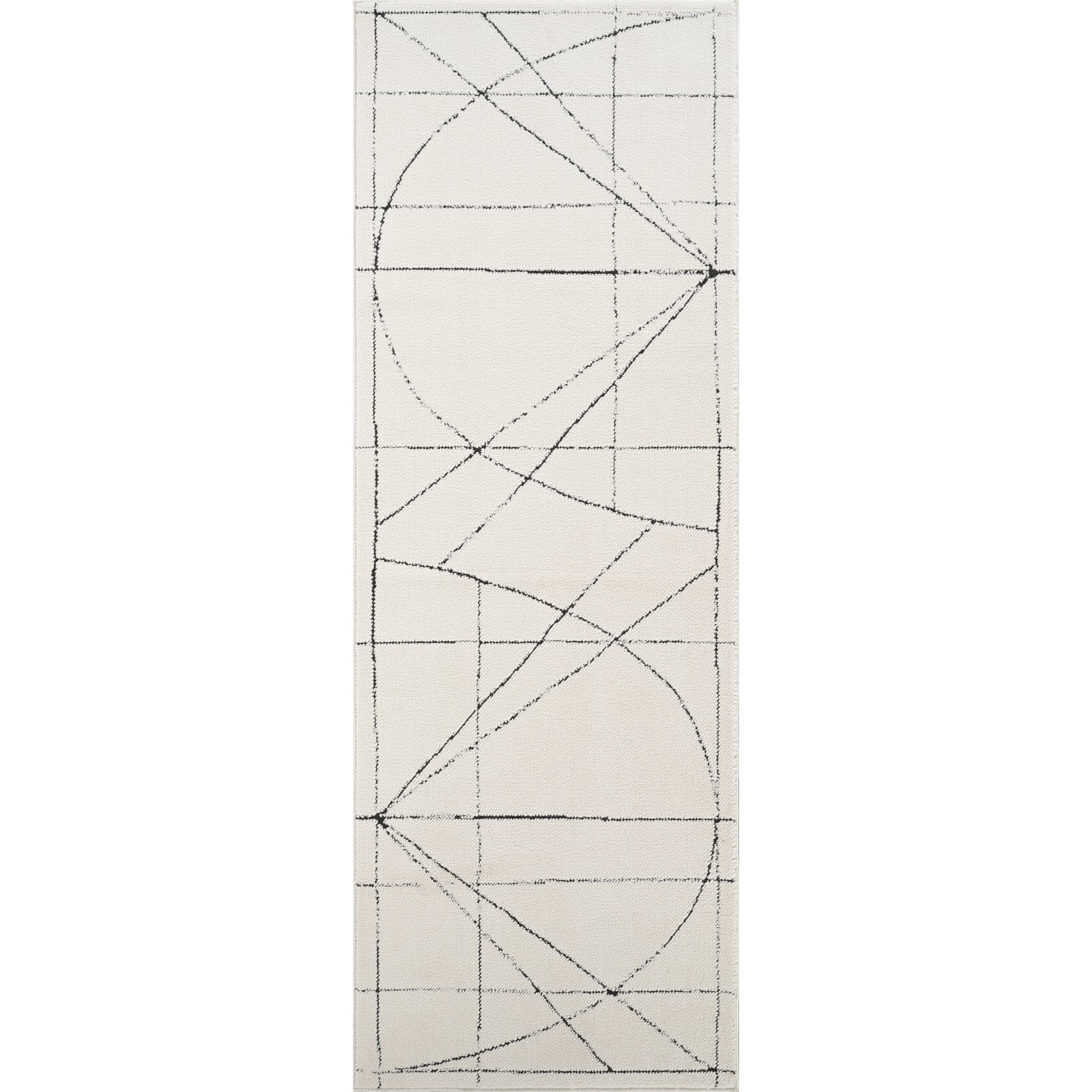 Galey Alix Architect V Modern Ivory Black Graphic High Pile Rug