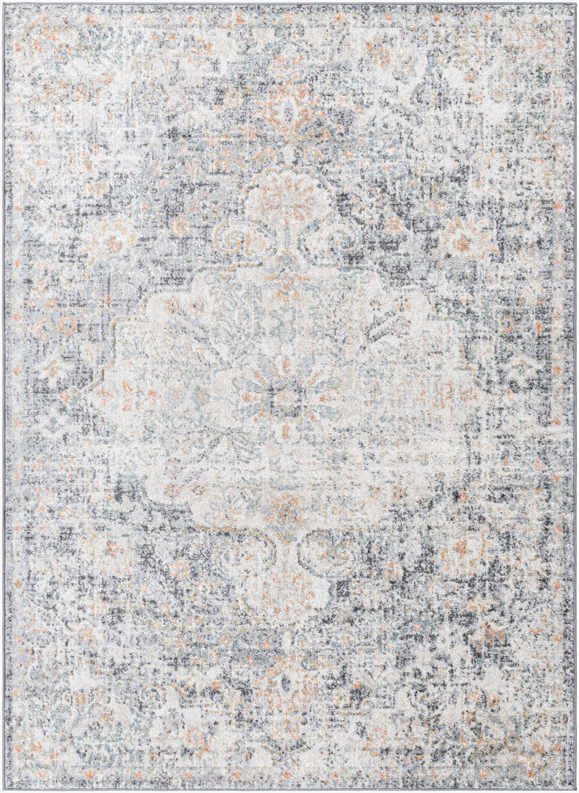 LOU Vintage Traditional Oriental Boho Blue Area Rug