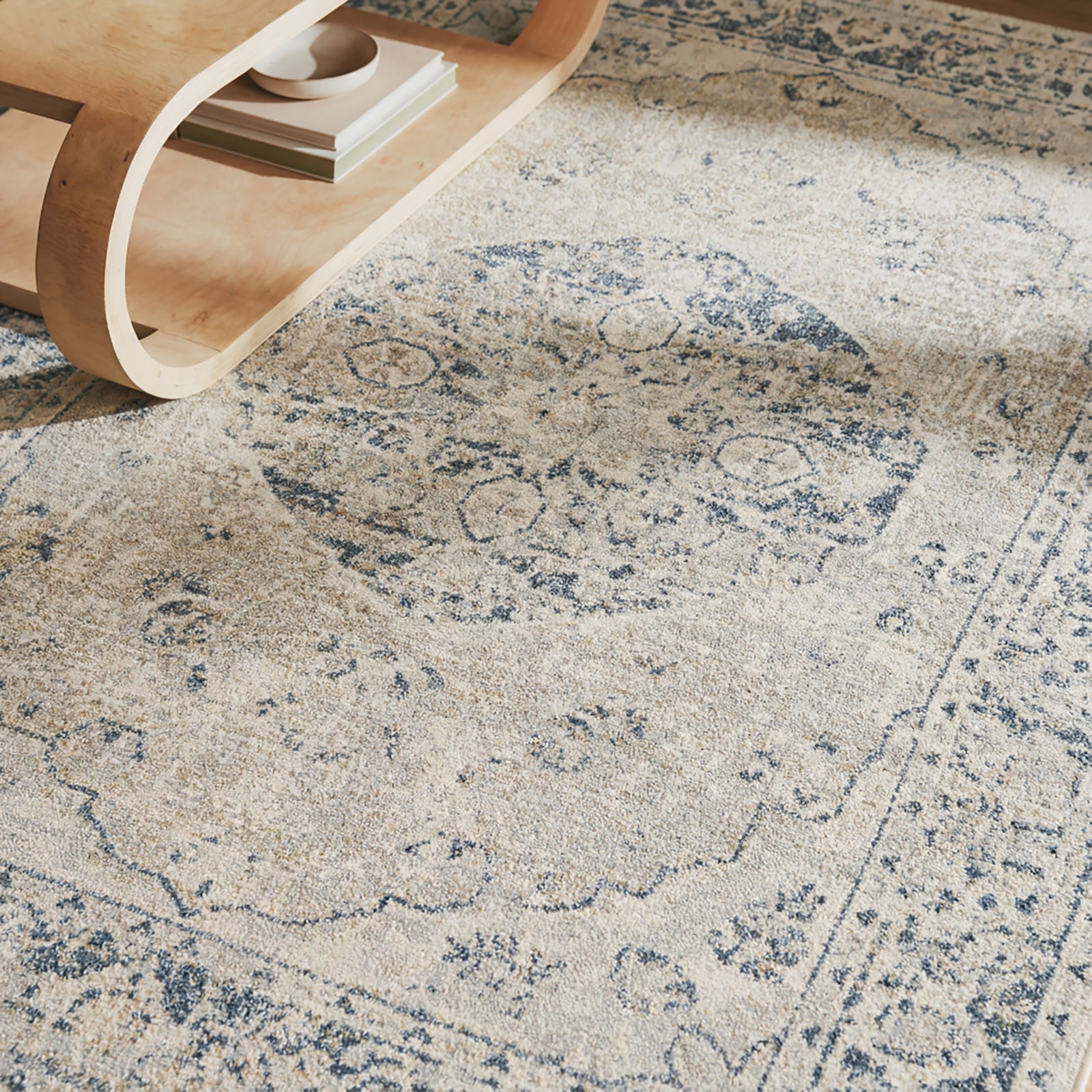 Machine Washable Traditionnal Boho Olive/Dark Blue Rug