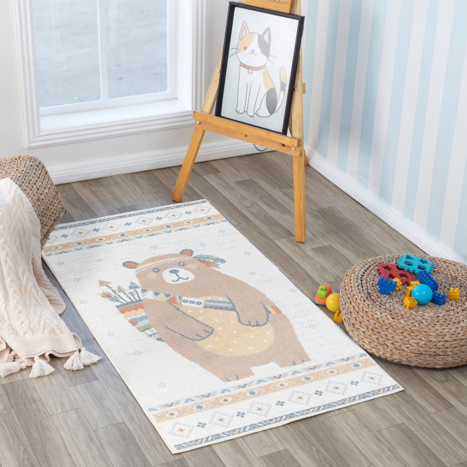 OURSIGENE Machine Washable Kids' Rug