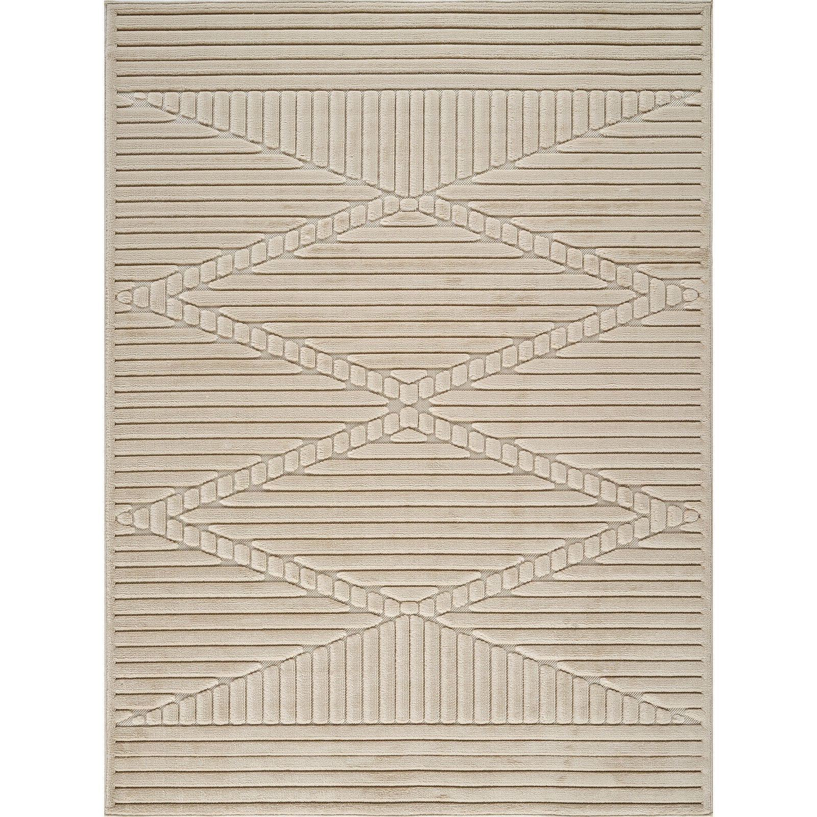 MITSUKO In- & Outdoor Scandi Modern Beige Area Rug