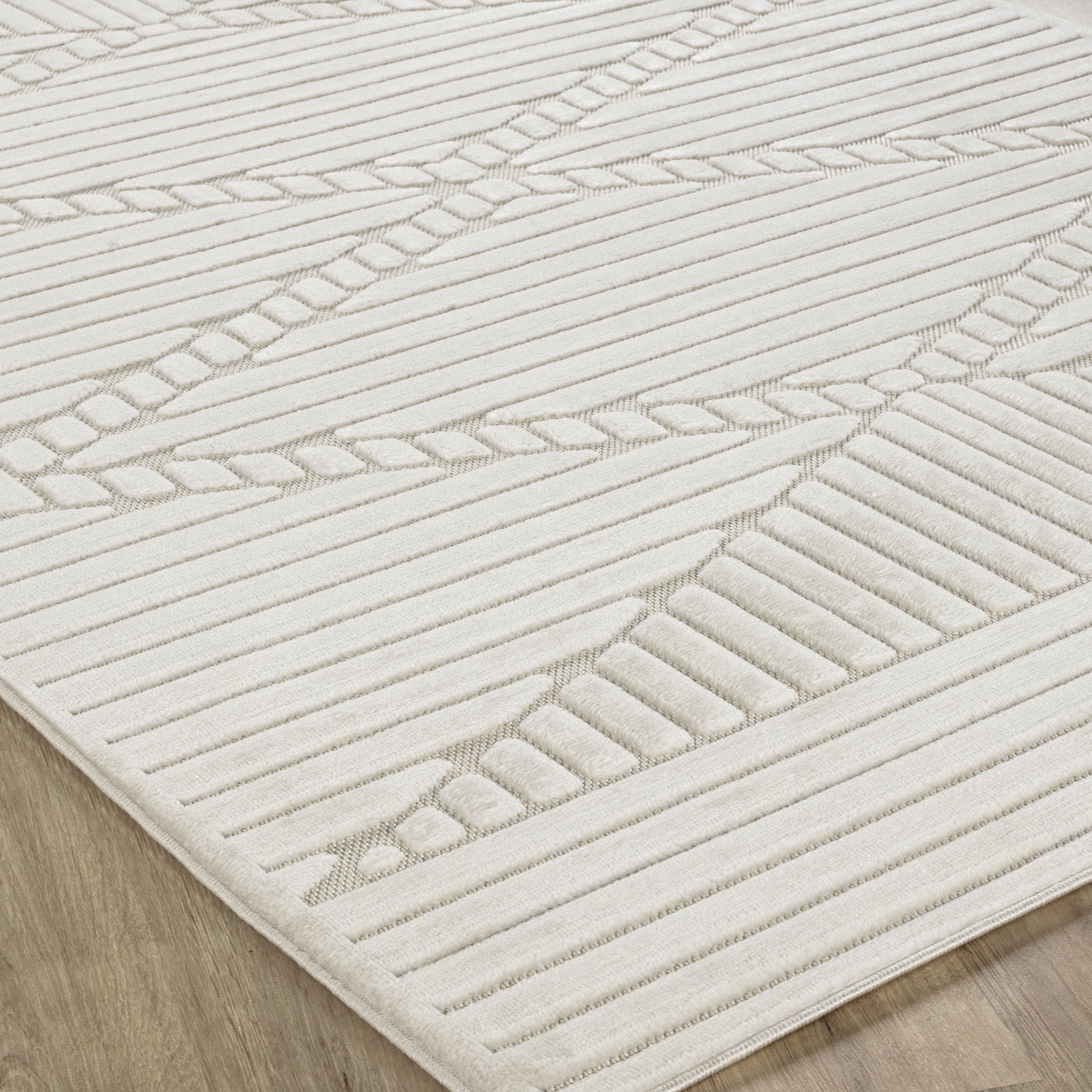 MITSUKO In- & Outdoor Scandi Modern White Area Rug
