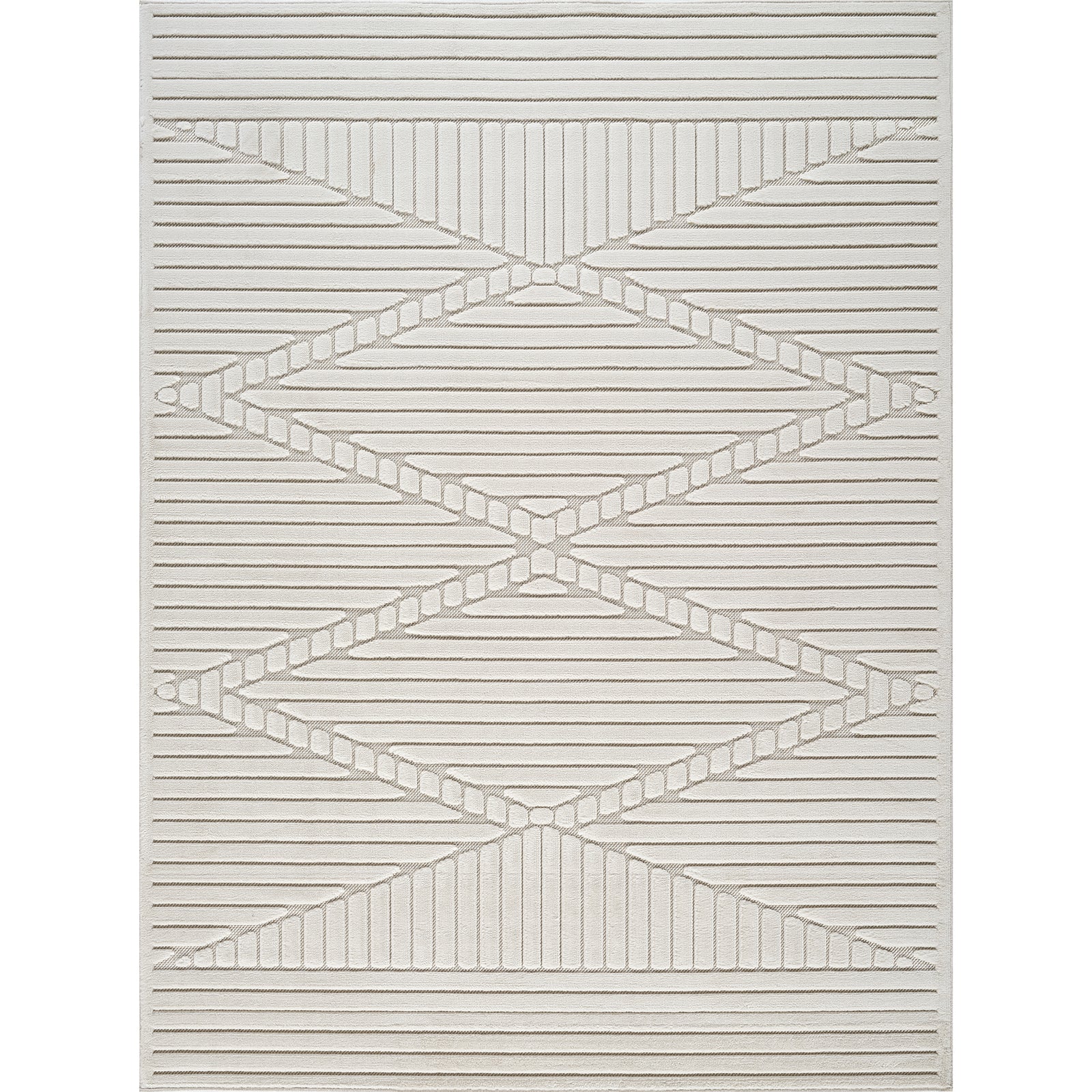 MITSUKO In- & Outdoor Scandi Modern White Area Rug