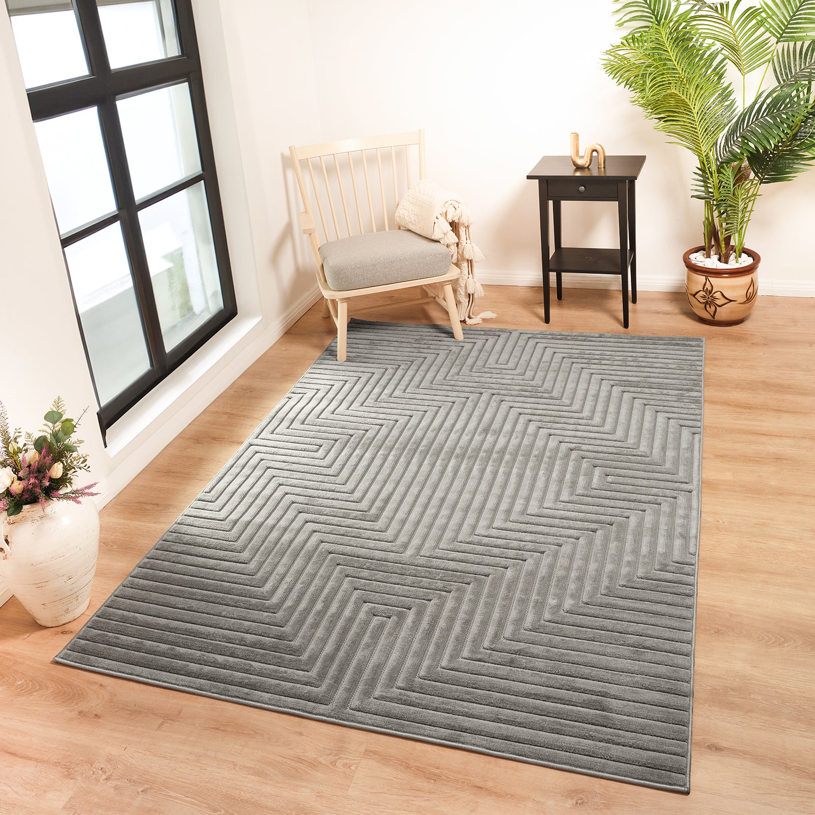 NAOKO In- & Outdoor Scandi Modern Grey Area Rug