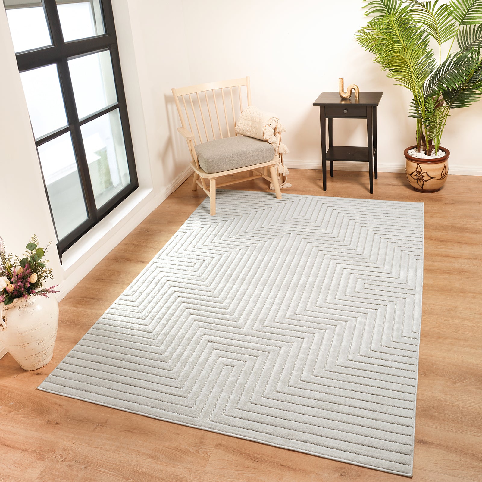 NAOKO In- & Outdoor Scandi Modern White Area Rug