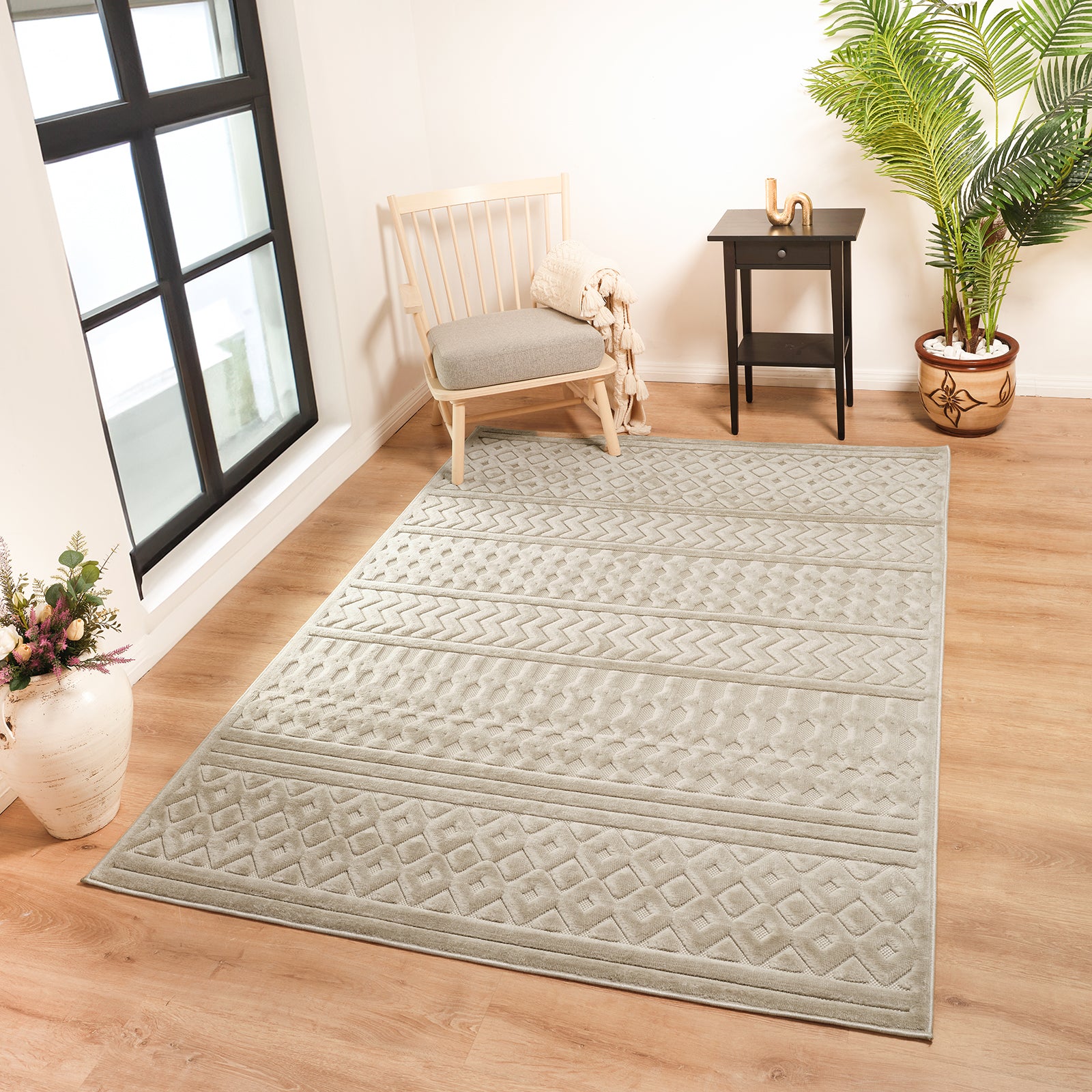 HARUKA In- & Outdoor Scandi Modern Beige Area Rug