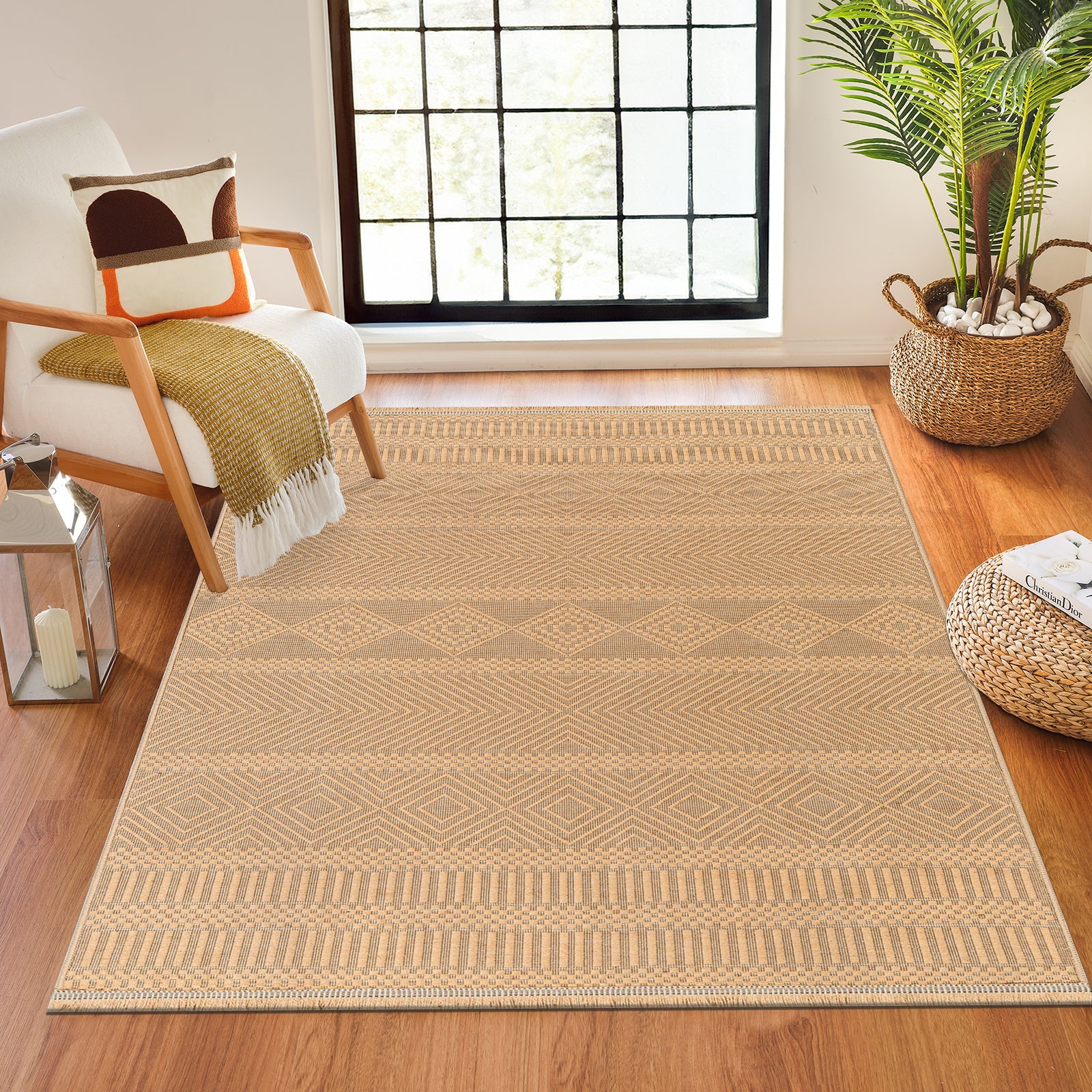 MYTHRI Machine Washable Jute Boho Area Rug