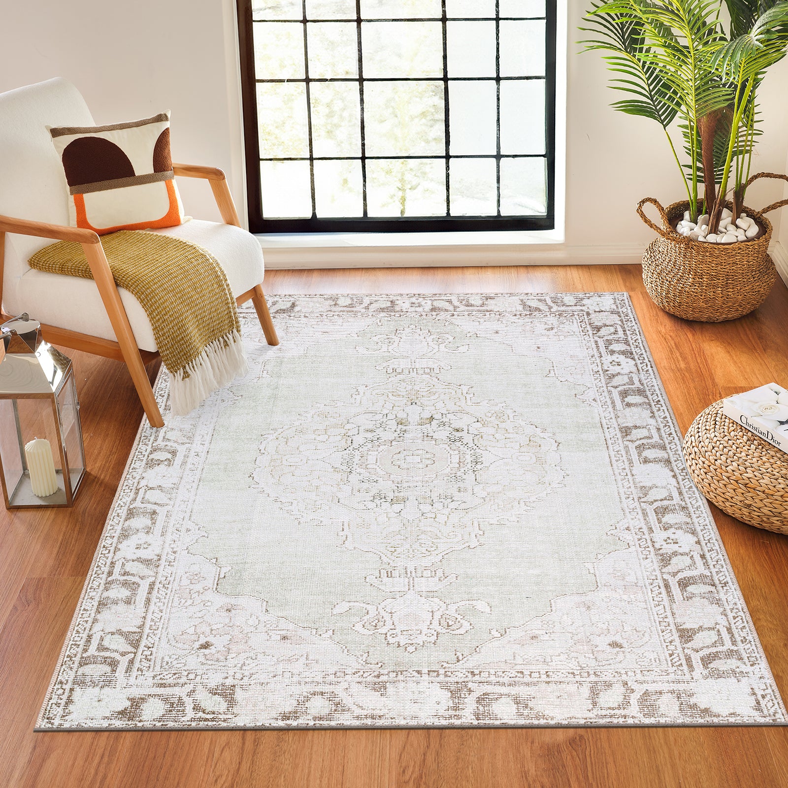 JALAPA Machine Washable Vintage Area Rug