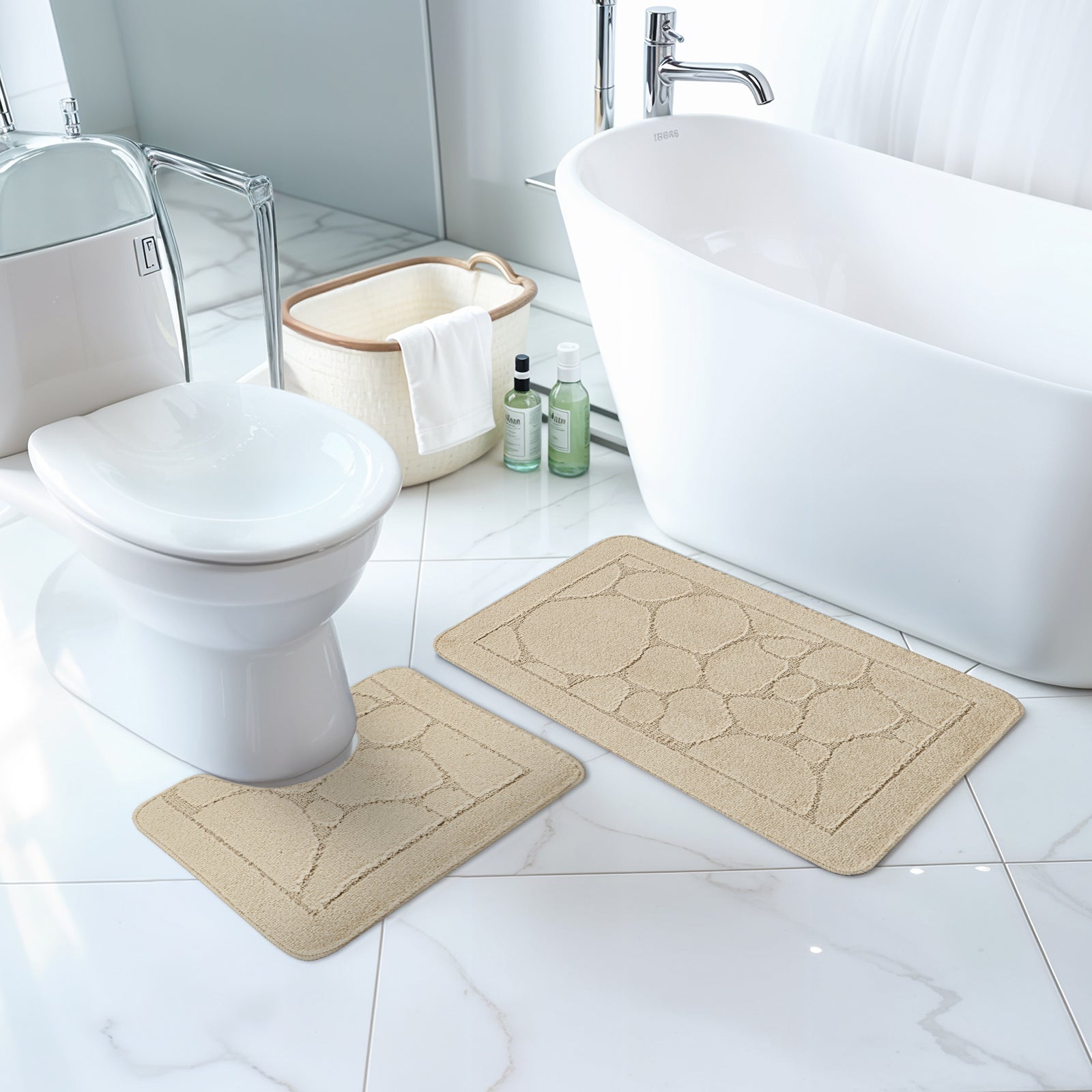 OLIVE 2 Machine Washable Anti-Slip Bathroom Area Rugs