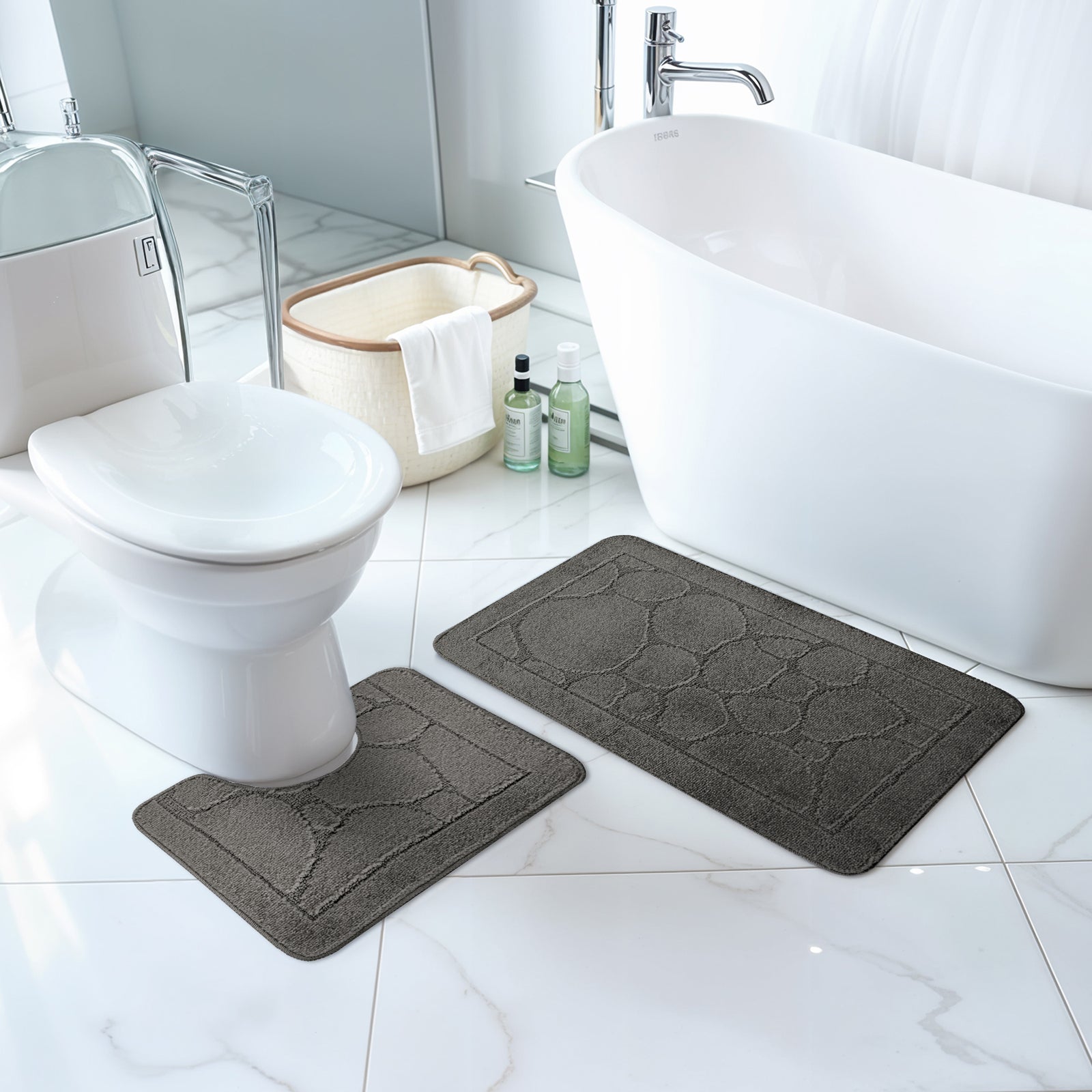 OLIVE 2 Machine Washable Anti-Slip Bathroom Area Rugs