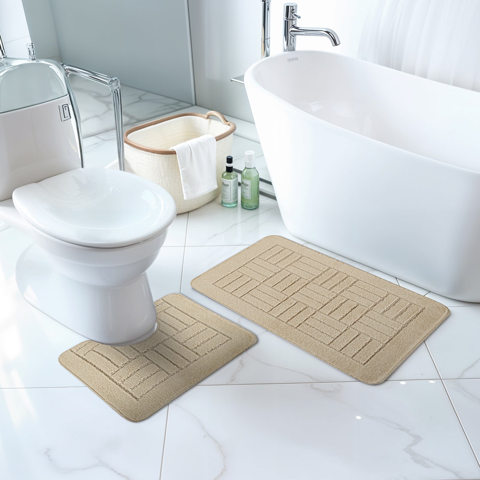 ROYAL 2 Machine Washable Anti-Slip Bathroom Area Rugs