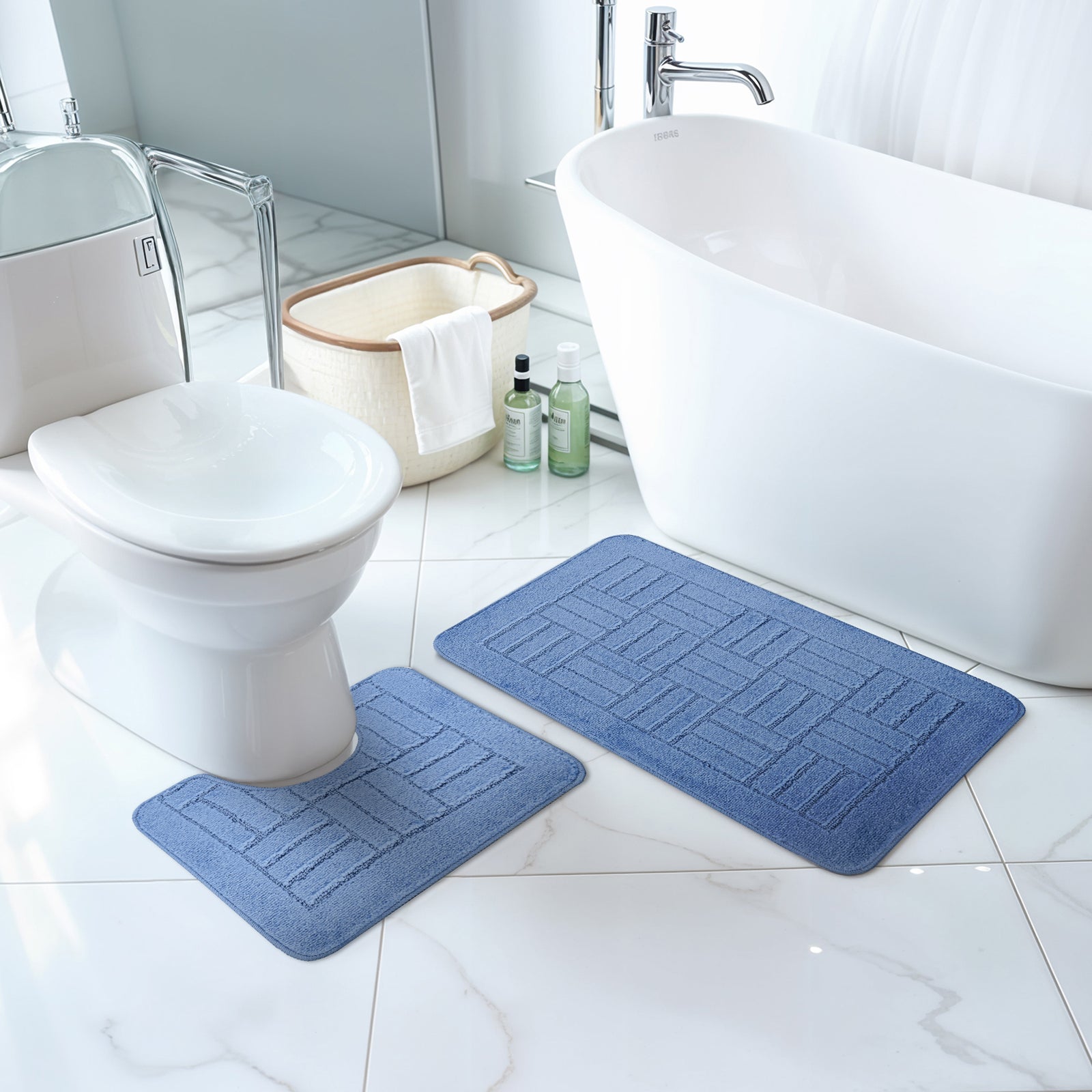 ROYAL 2 Machine Washable Anti-Slip Bathroom Area Rugs