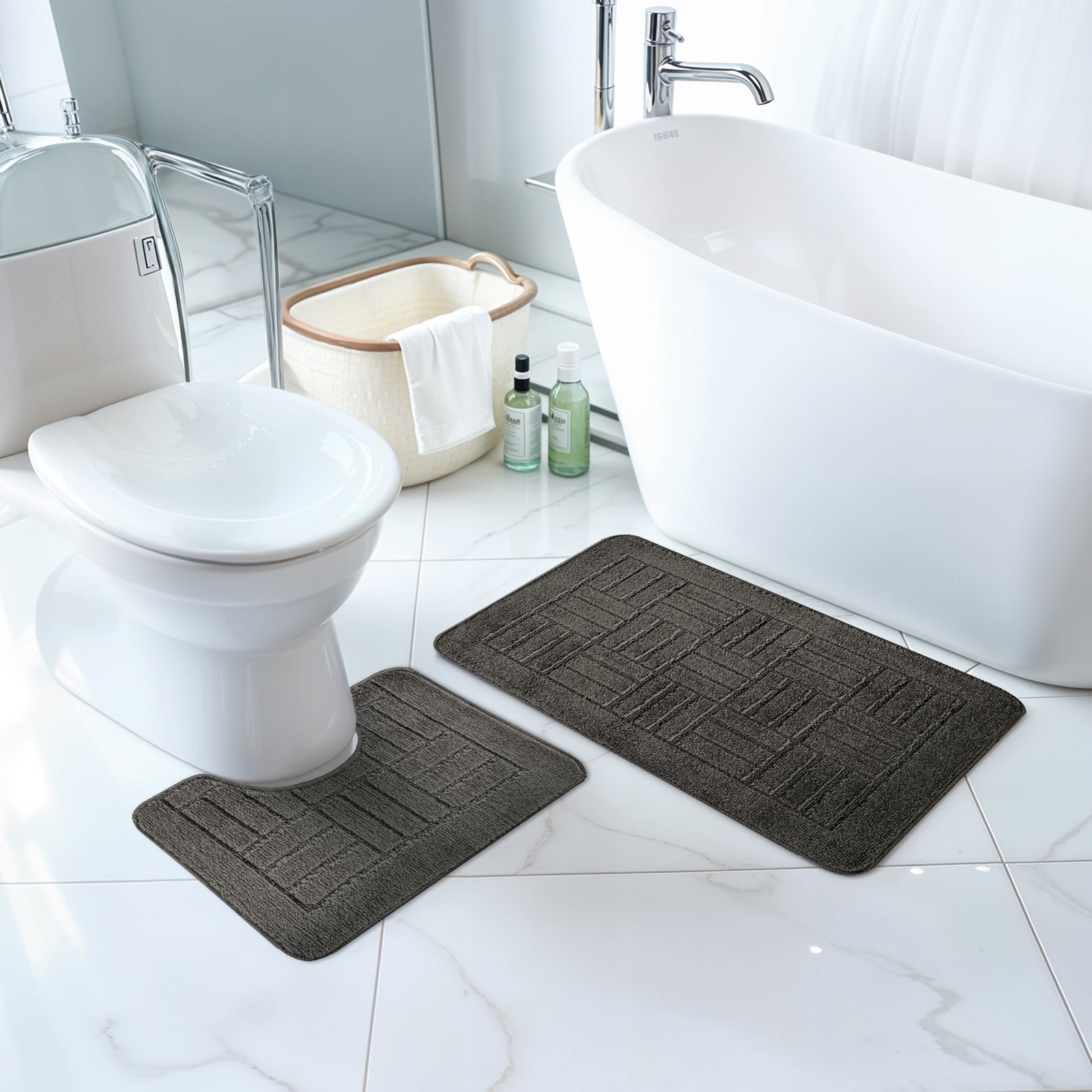 ROYAL 2 Machine Washable Anti-Slip Bathroom Area Rugs