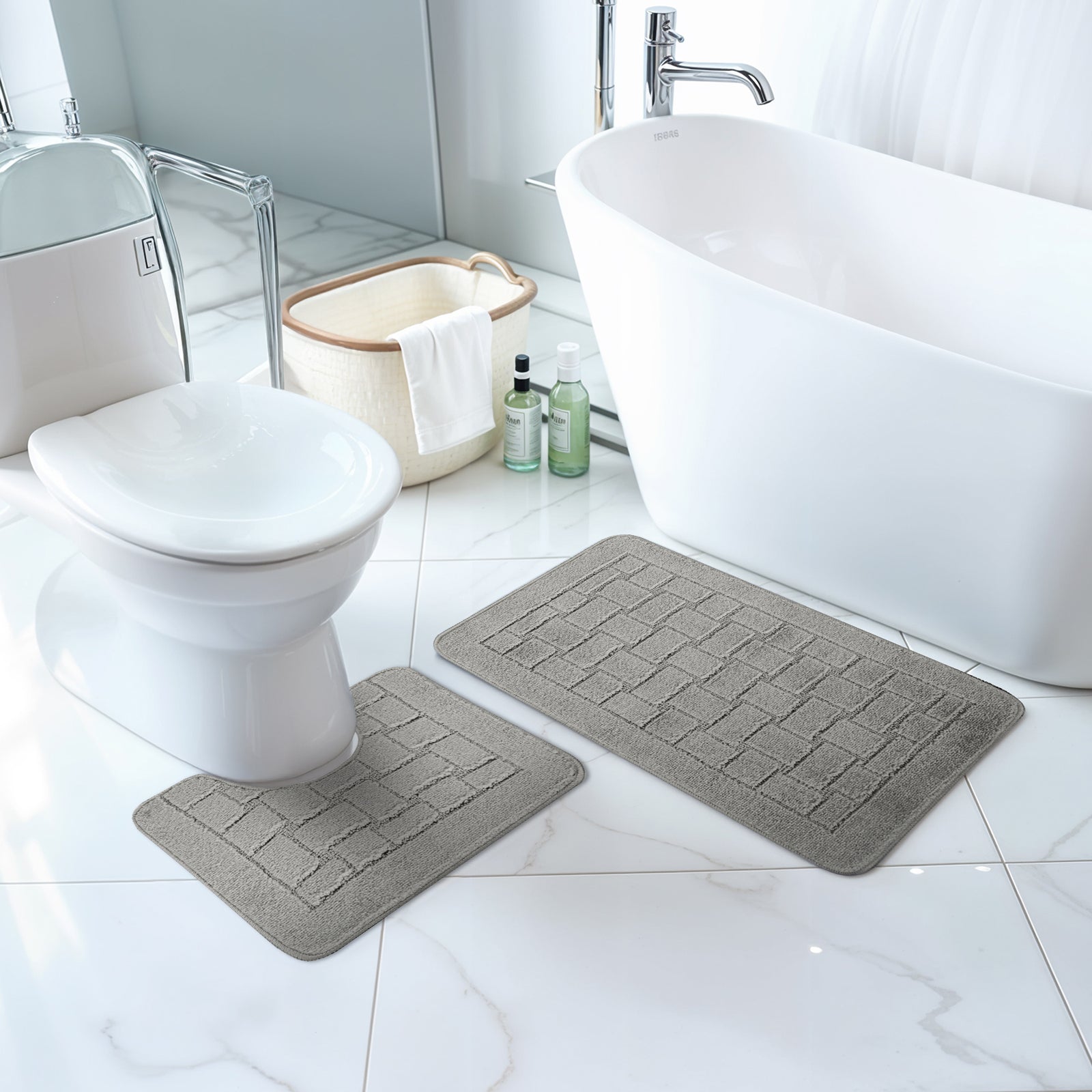 TEGAN 2 Machine Washable Anti-Slip Bathroom Area Rugs