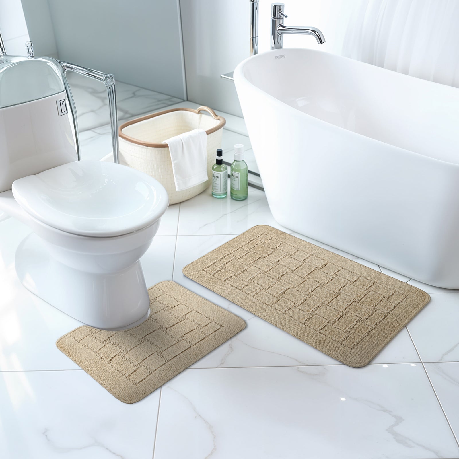 TEGAN 2 Machine Washable Anti-Slip Bathroom Area Rugs