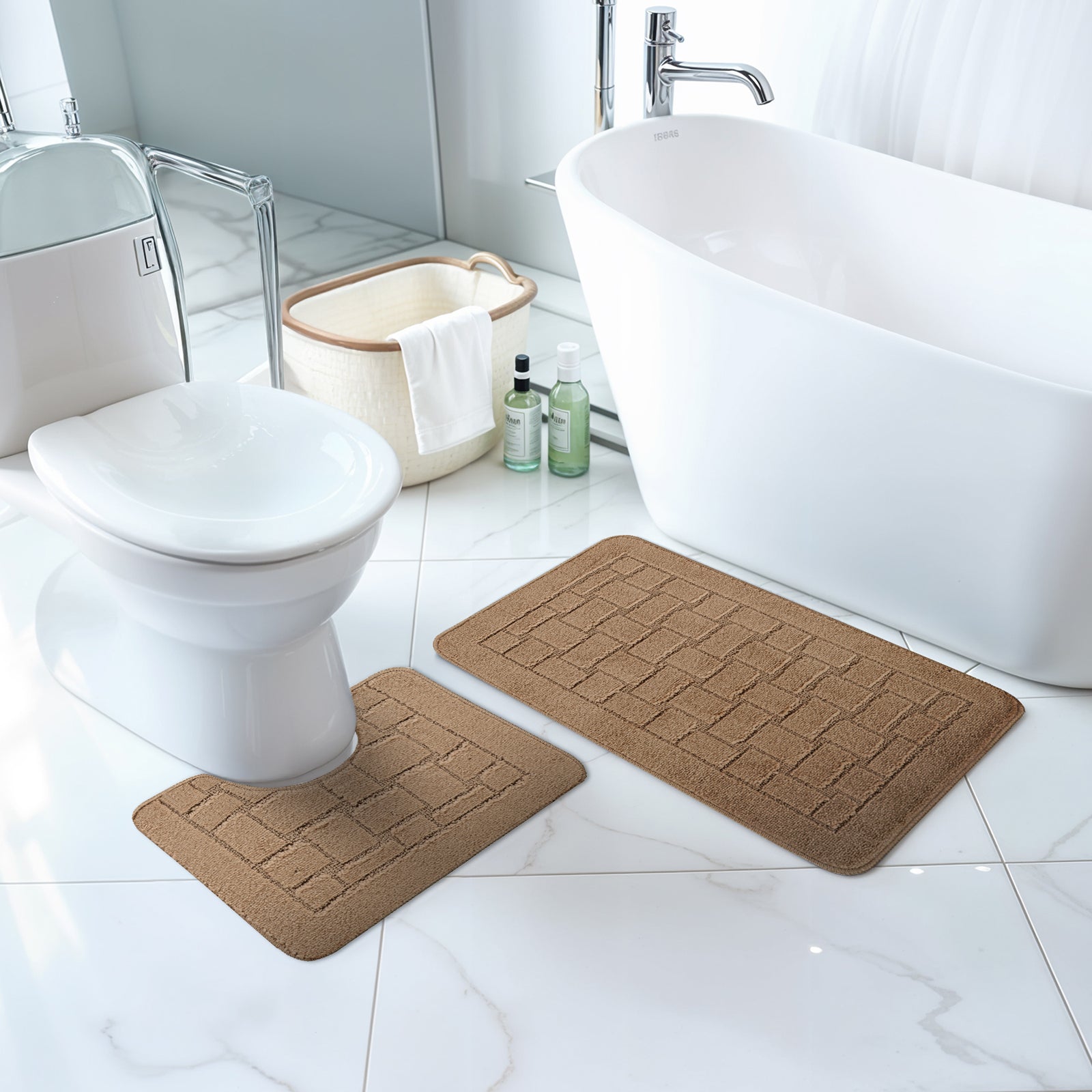 TEGAN 2 Machine Washable Anti-Slip Bathroom Area Rugs