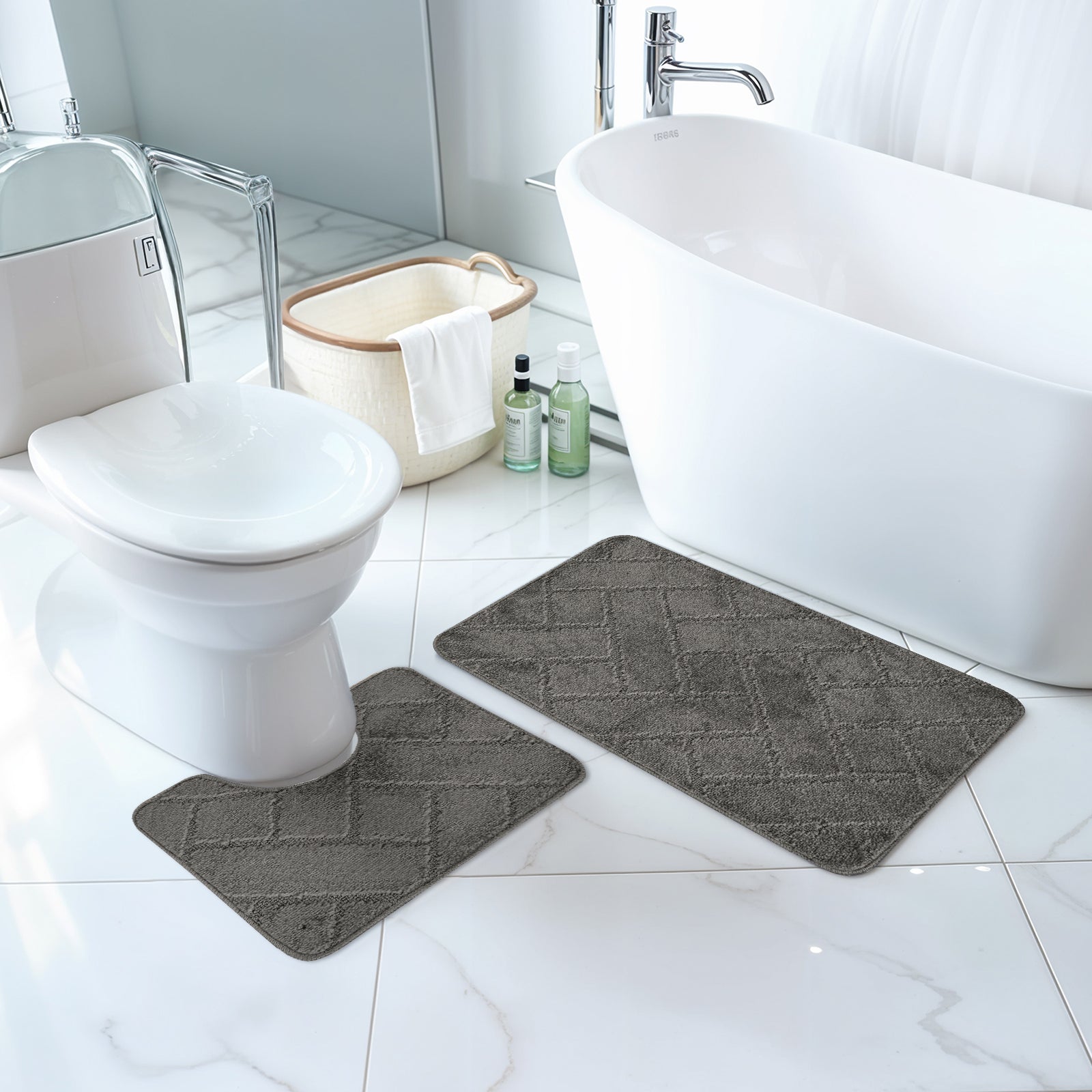 JUNIPER 2 Machine Washable Anti-Slip Bathroom Area Rugs