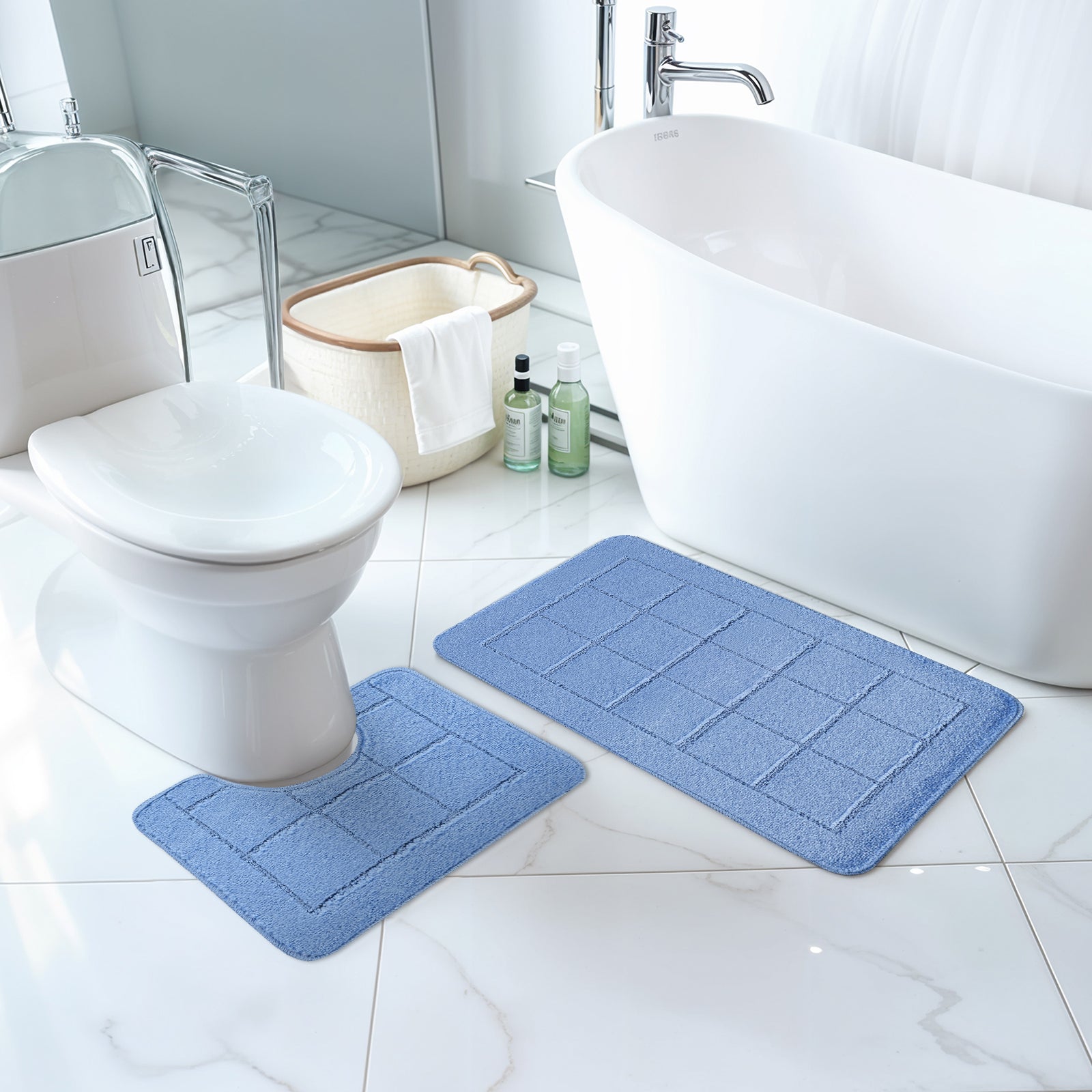 NOELLE 2 Machine Washable Anti-Slip Bathroom Area Rugs