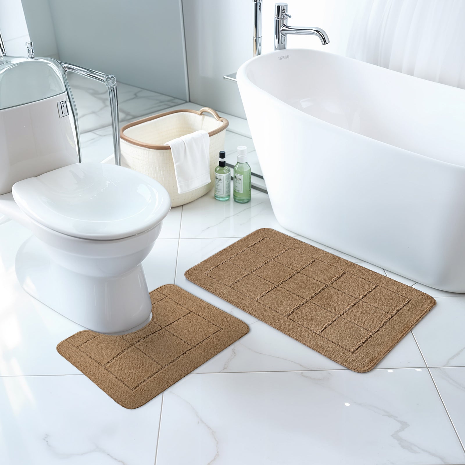 NOELLE 2 Machine Washable Anti-Slip Bathroom Area Rugs