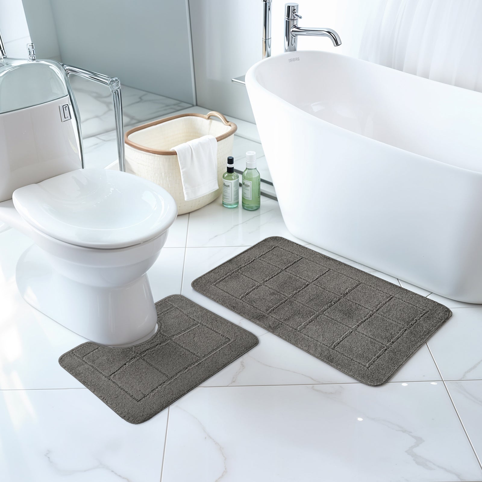 NOELLE 2 Machine Washable Anti-Slip Bathroom Area Rugs