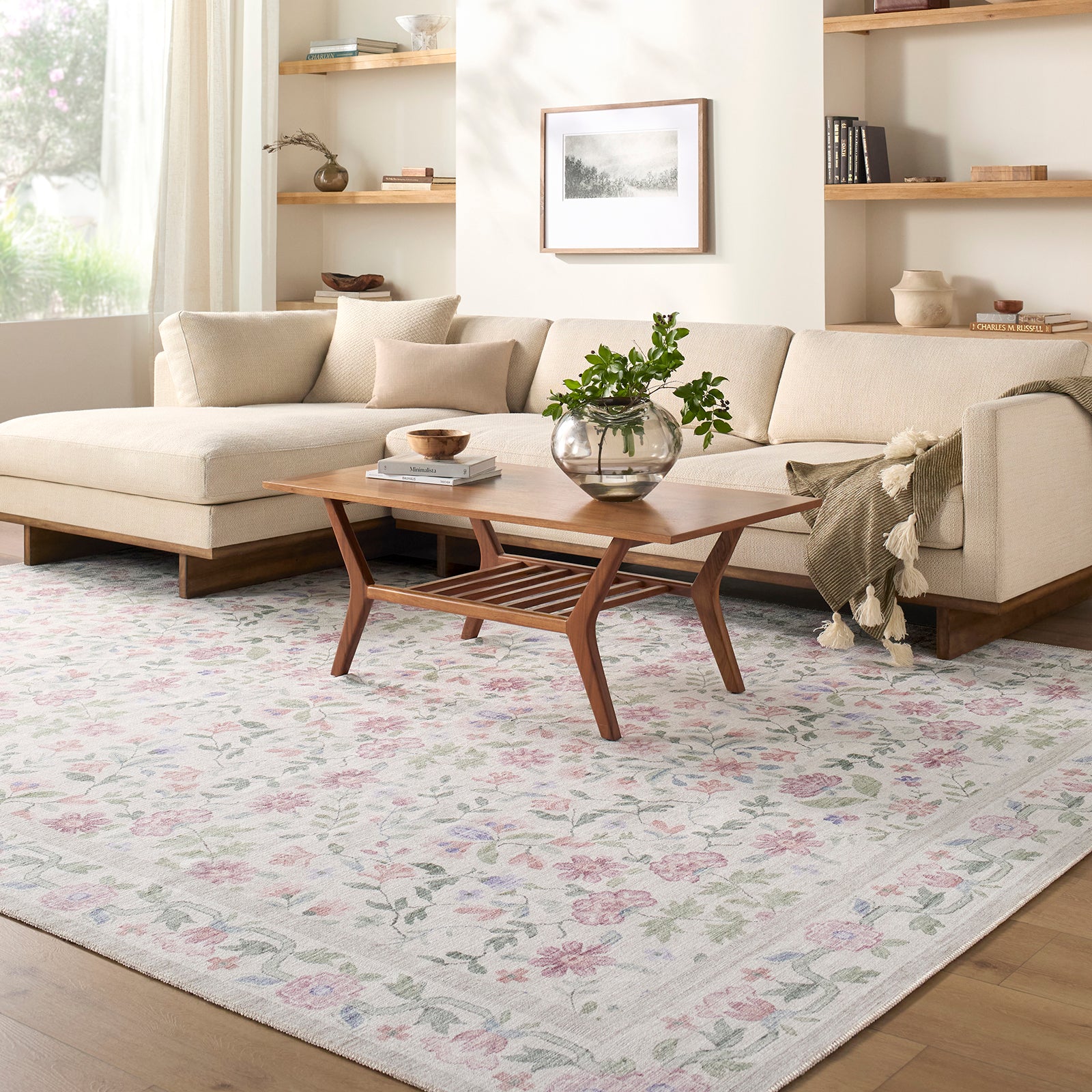 Machine Washable Modern Pink Rug