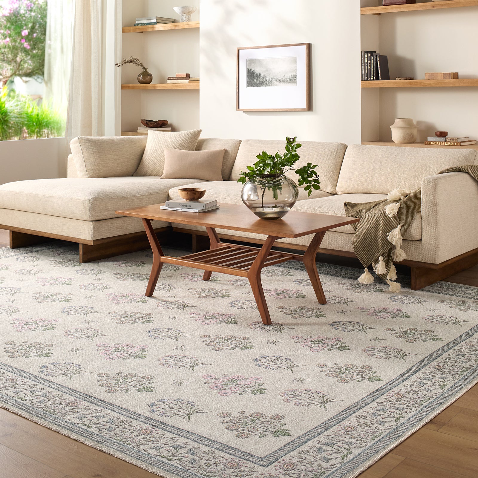Machine Washable Modern Ivory Rug