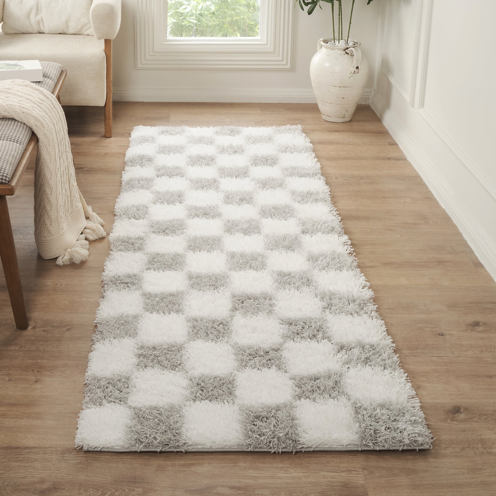 Urban Shag Modern Checkboard Plush Pile Rug