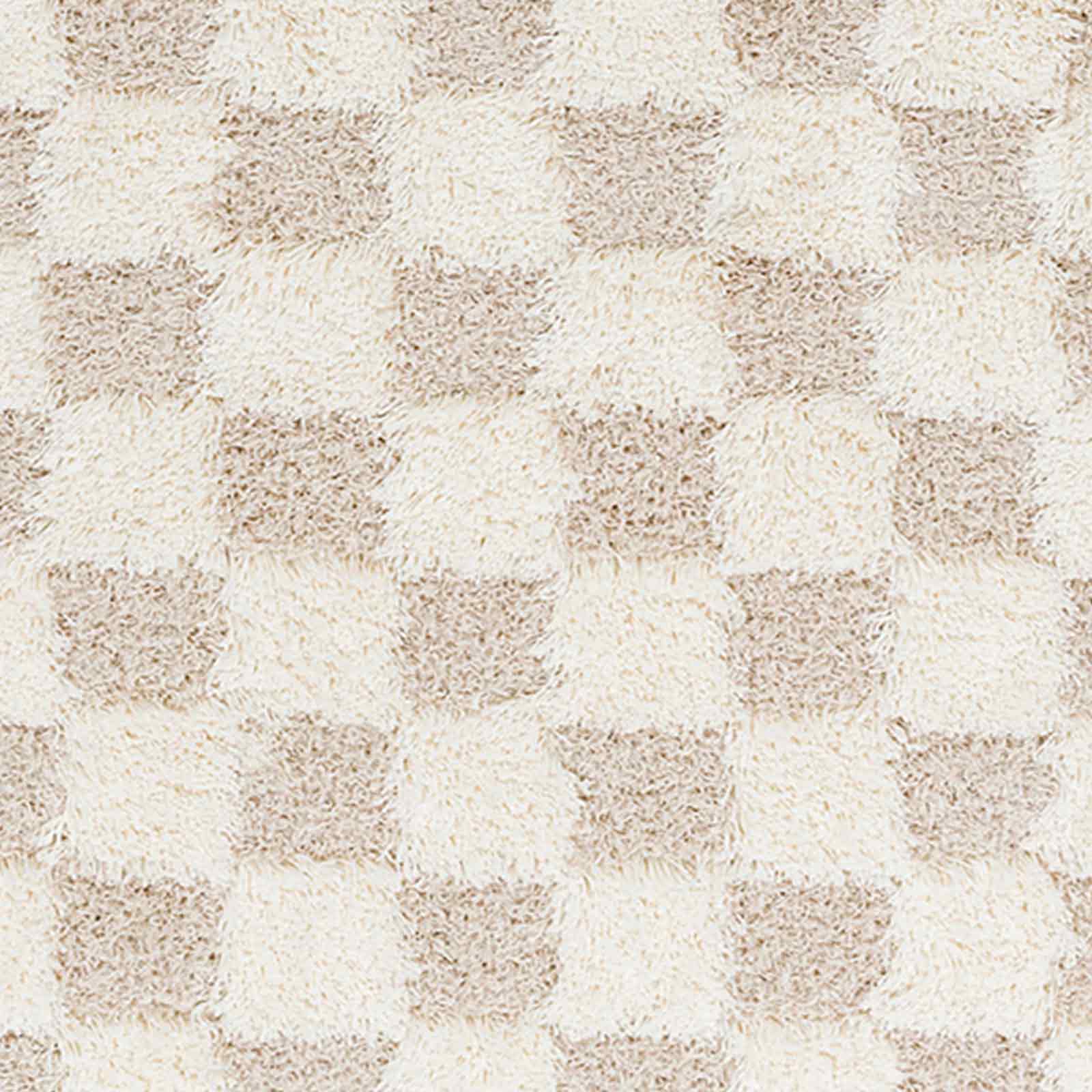 WILLA Shaggy Modern Plush Pile Light Beige Checkered Runner Rug