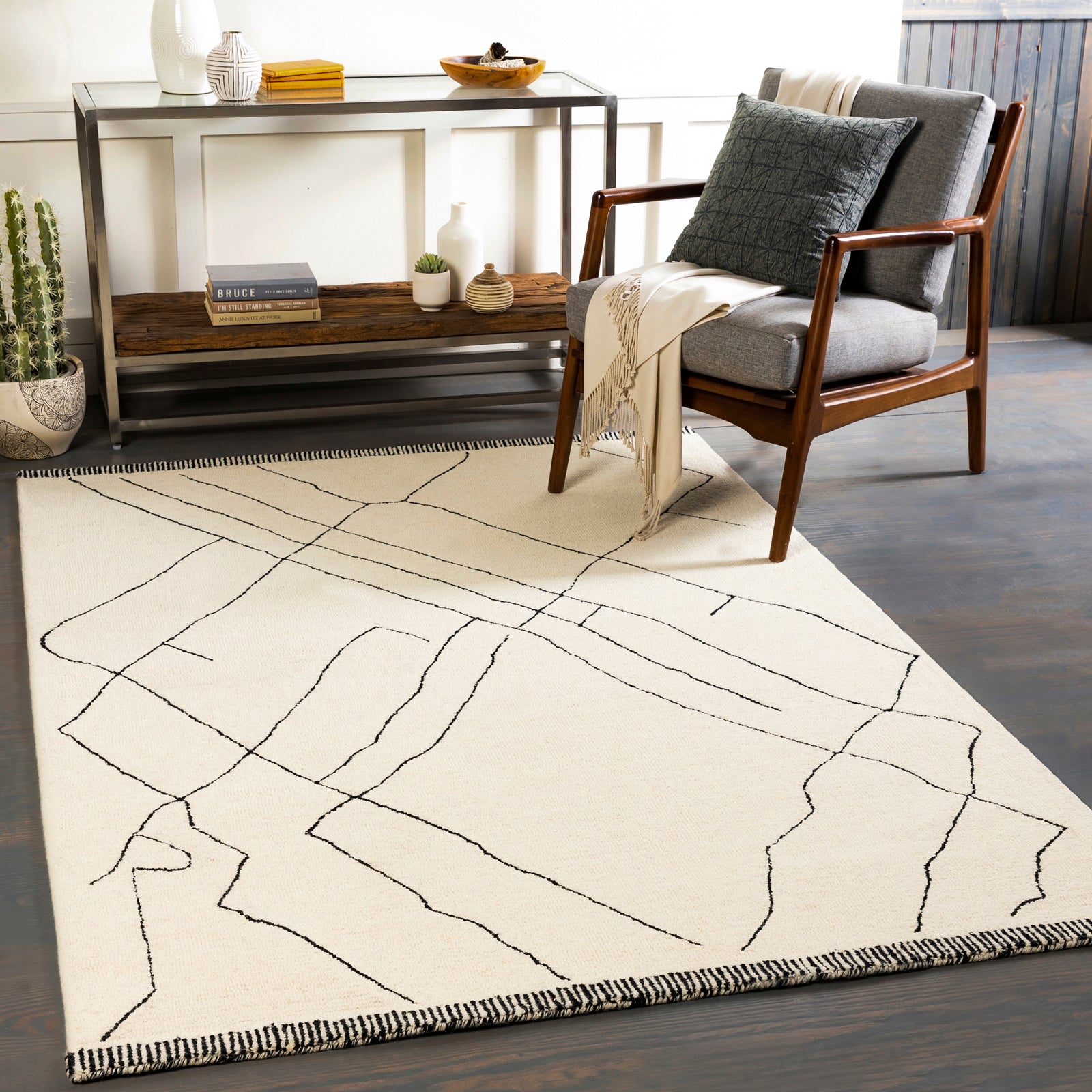 PRIYA VALLEY Hand-Tufted Global Wool Cream Area Rug