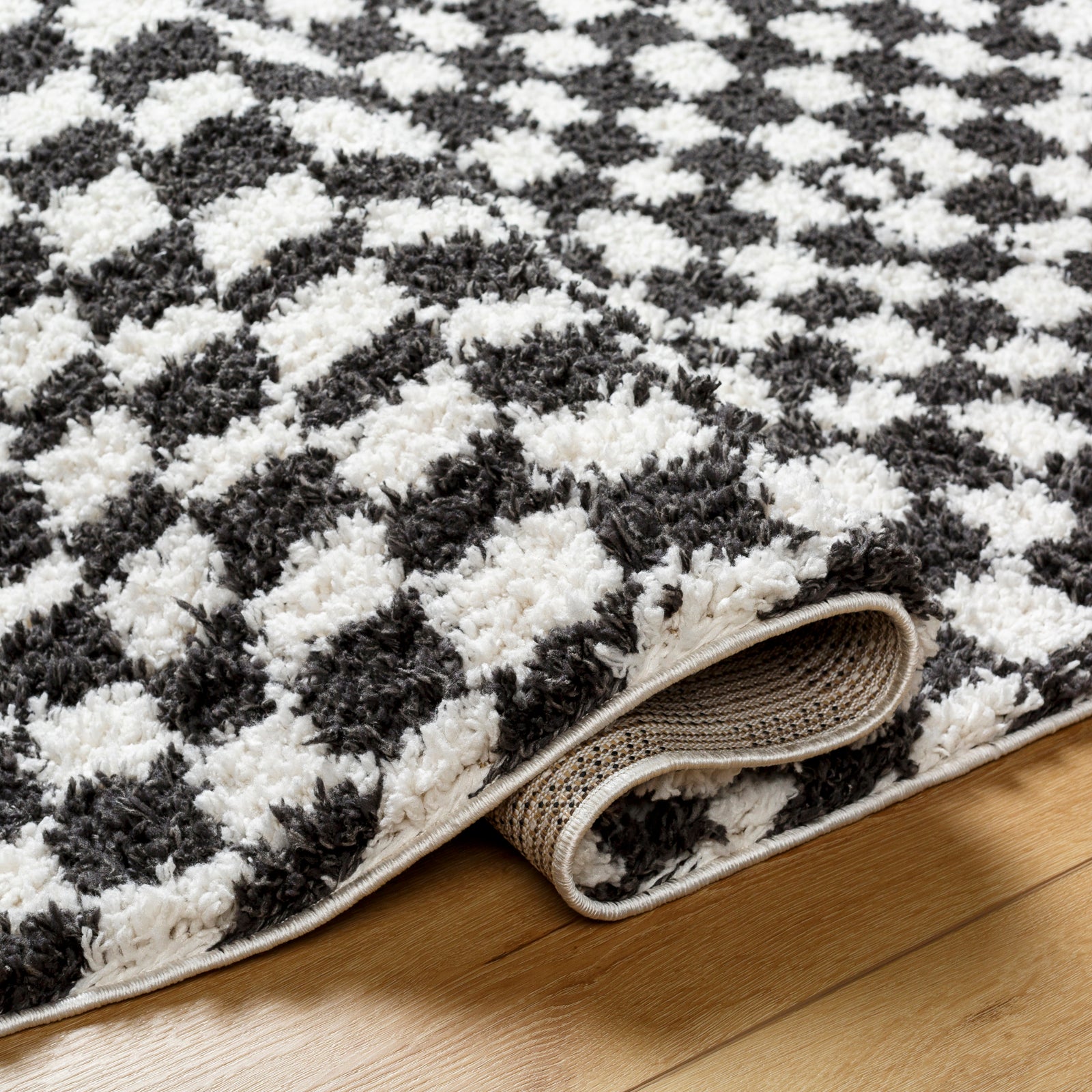 KITTU Modern Shaggy Checkered Area Rug