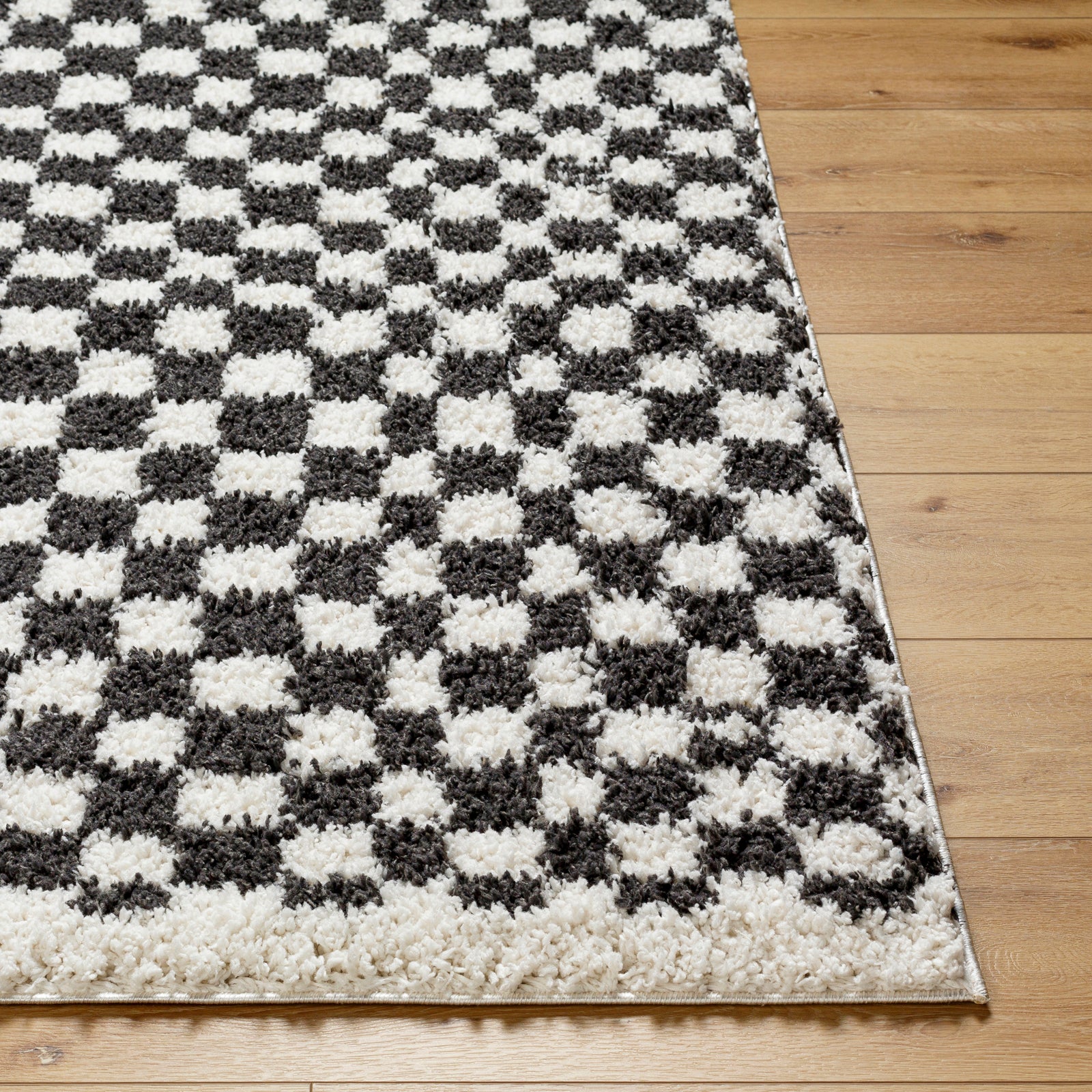 KITTU Modern Shaggy Checkered Area Rug