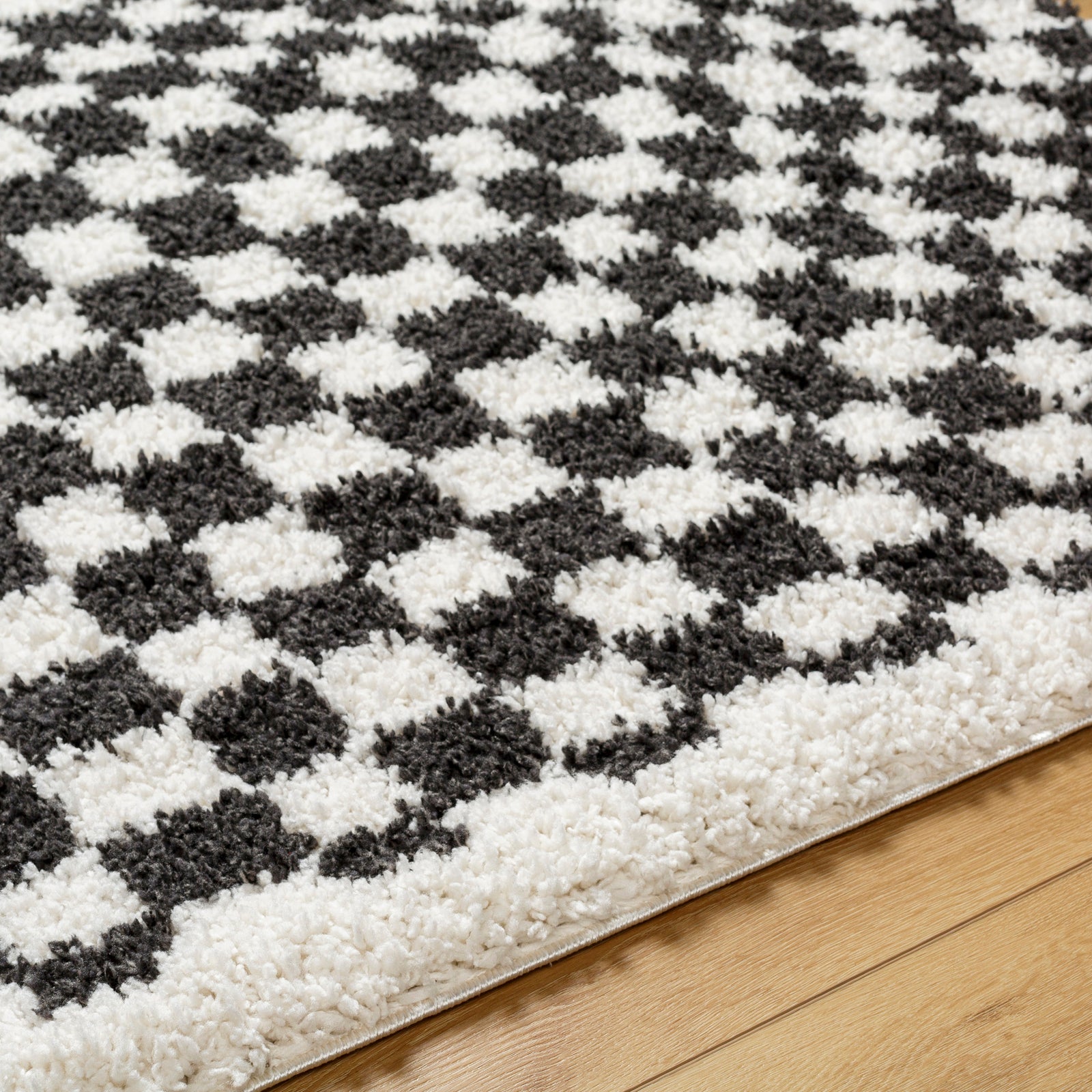 KITTU Modern Shaggy Checkered Area Rug